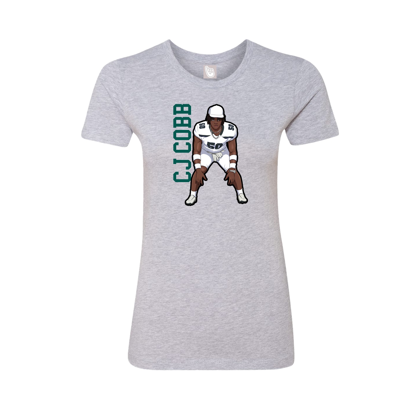 Fitted Women's Tee — Name Vertical in Grey