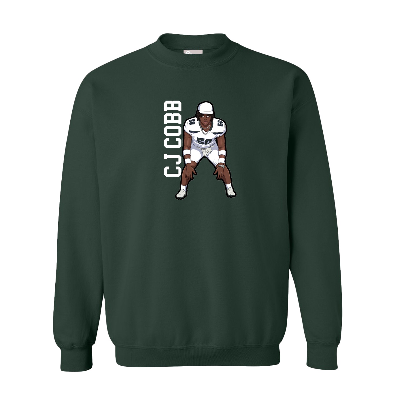 Fleece Crew — Name Vertical in Green