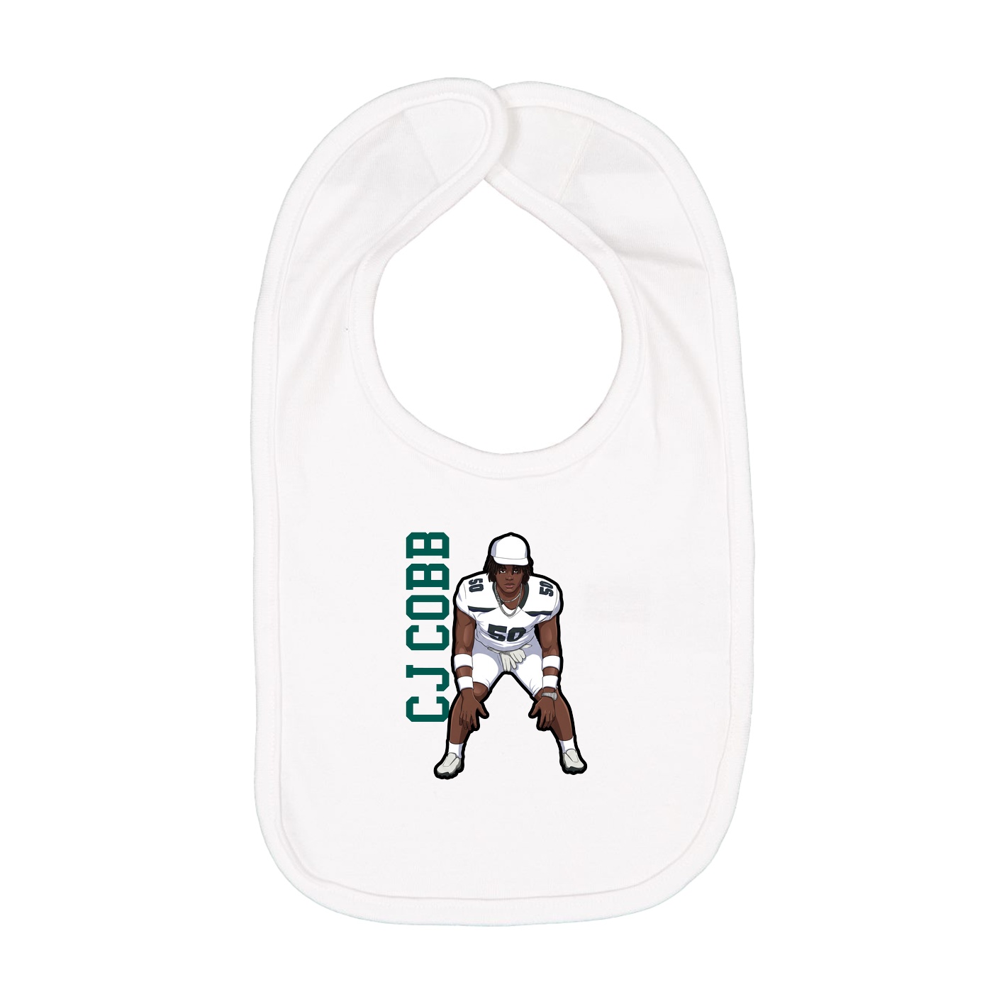 Infant Bib — Name Vertical in White