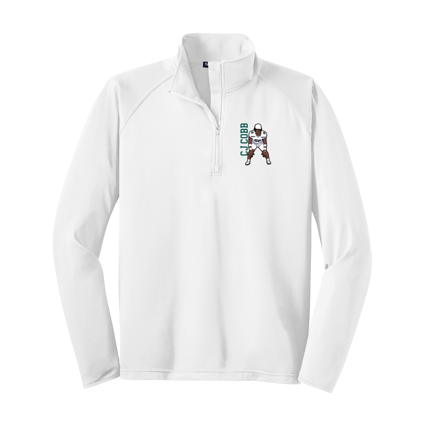 Q-Zip Pullover — Name Vertical in White