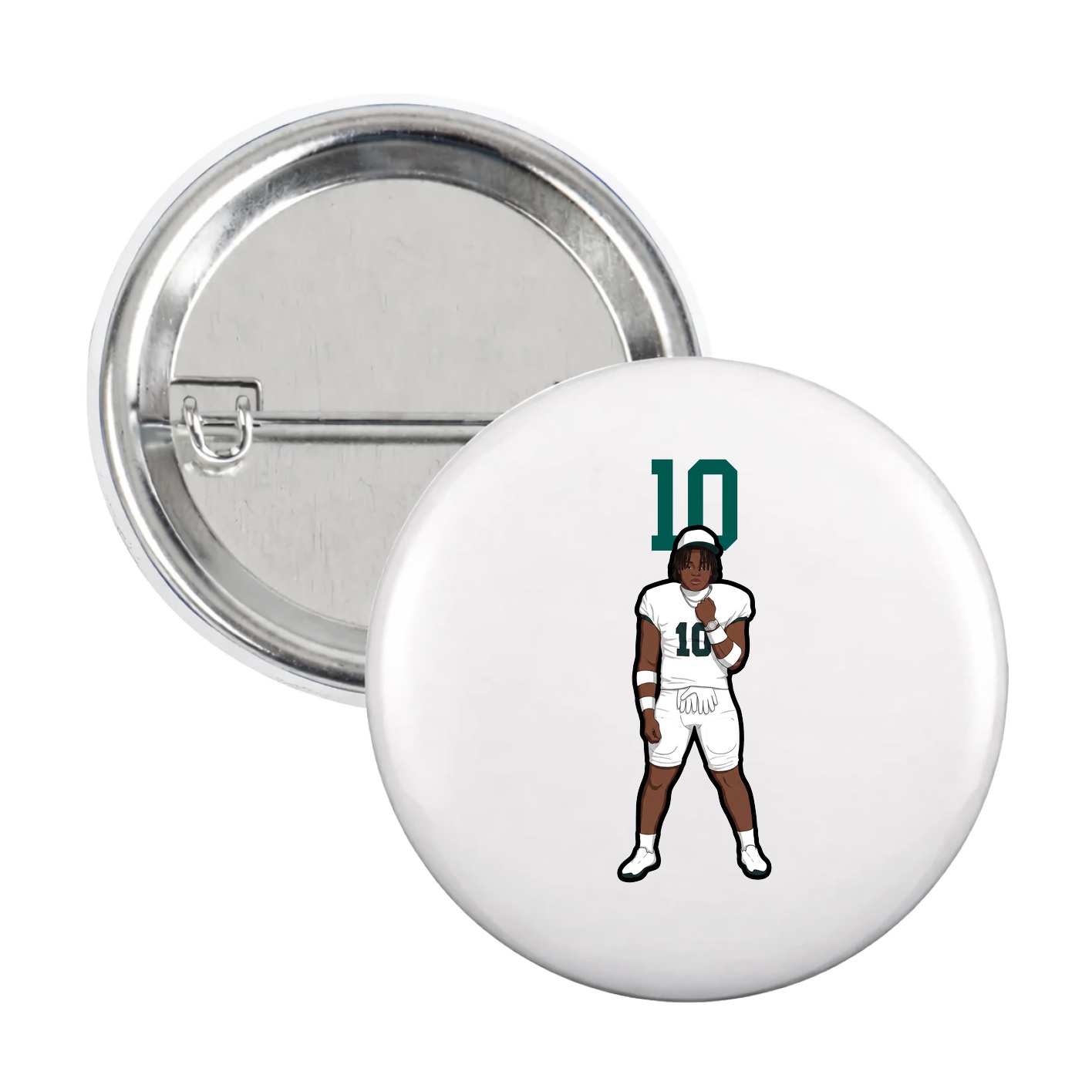 Game Day Button — Number Top in White