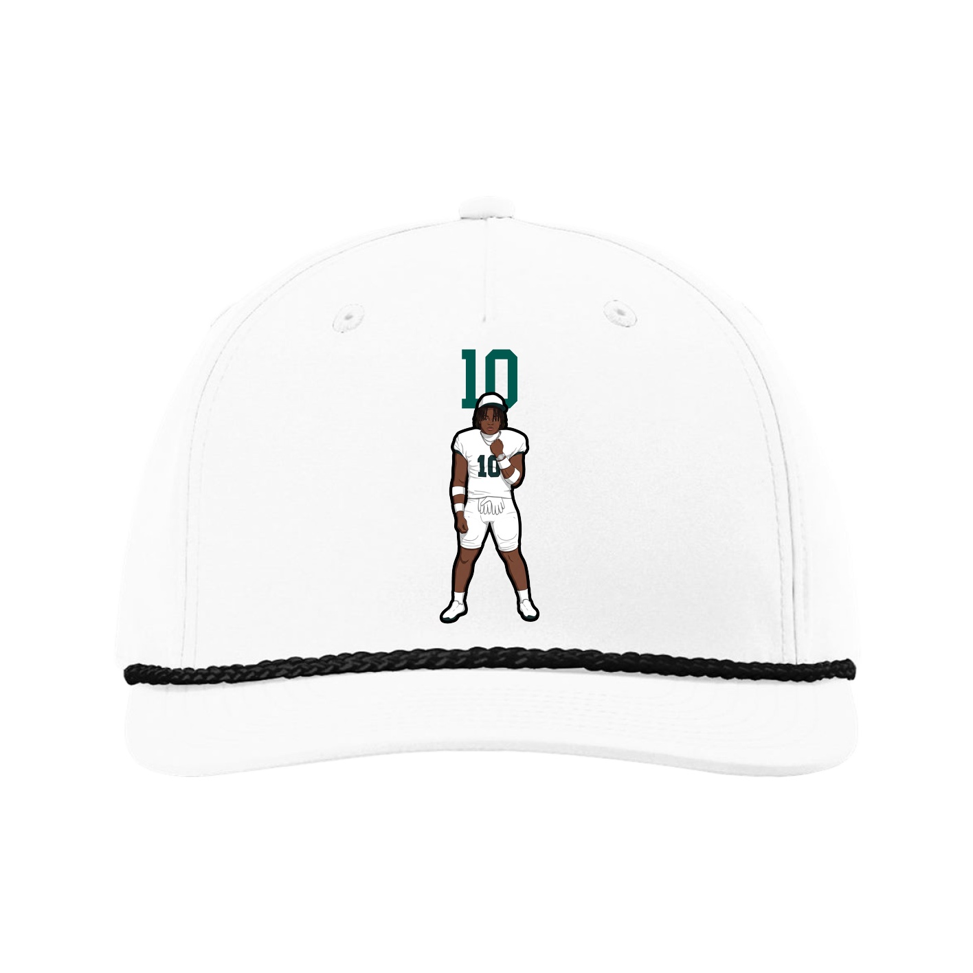 Five-Panel Classic Rope Cap — Number Top in White