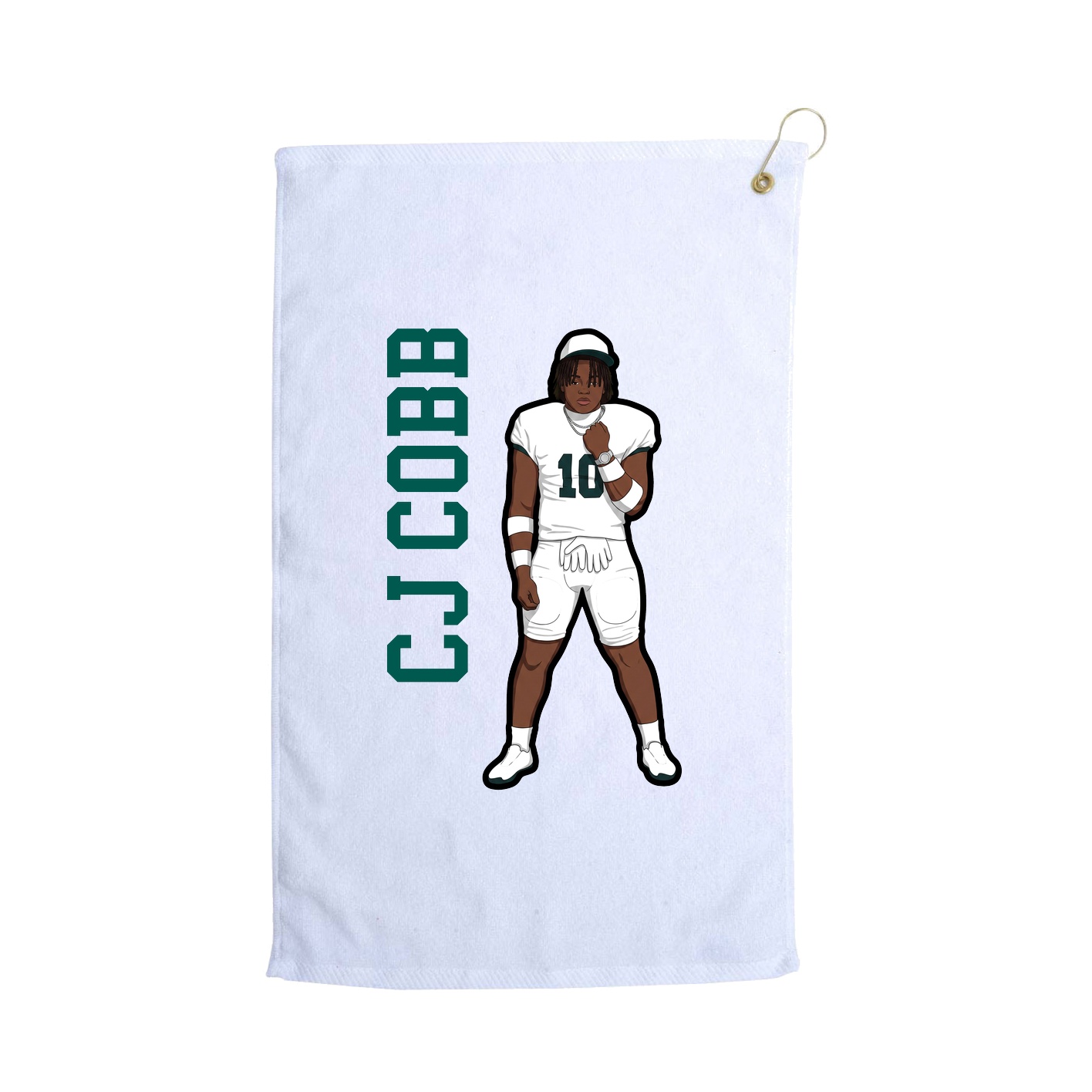 Golf Towel — Name Vertical in White