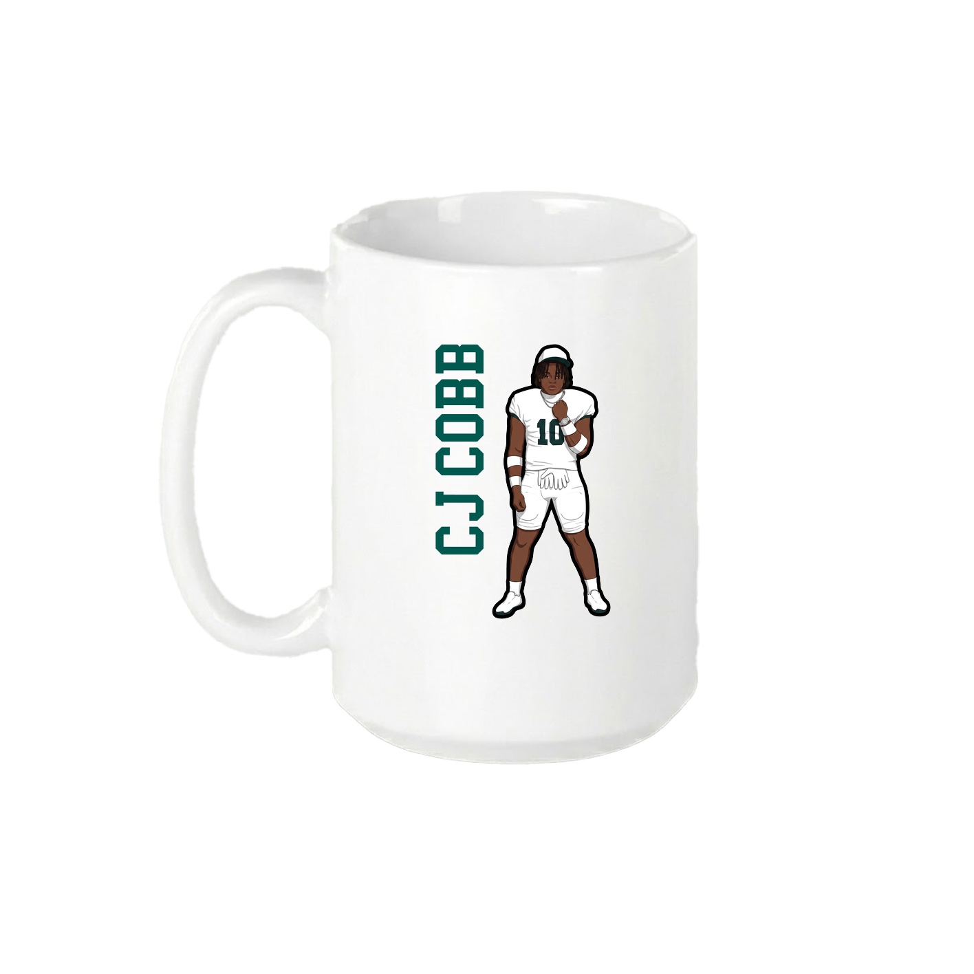 15oz Coffee Mug — Name Vertical in White