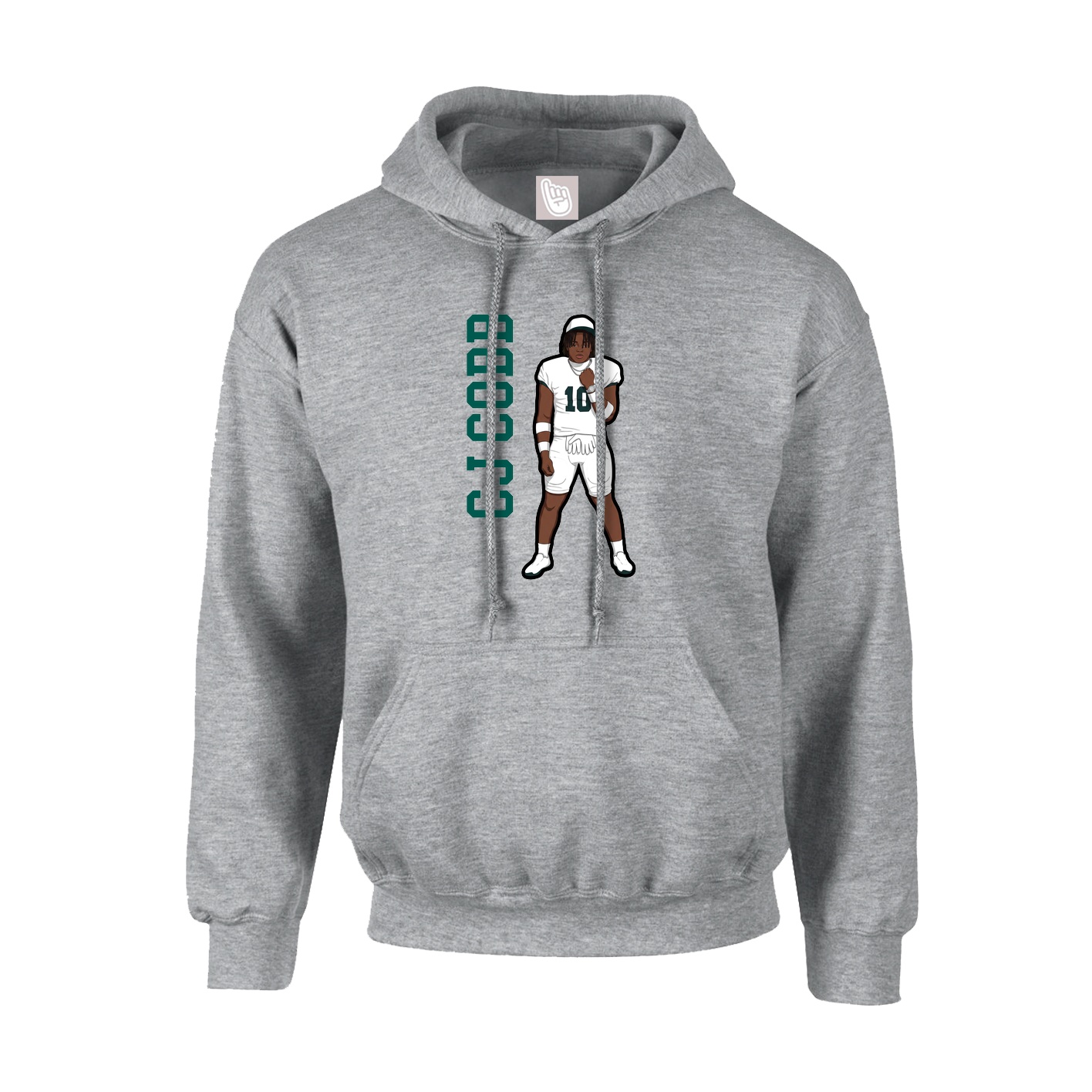 Youth Hoodie — Name Vertical in Grey