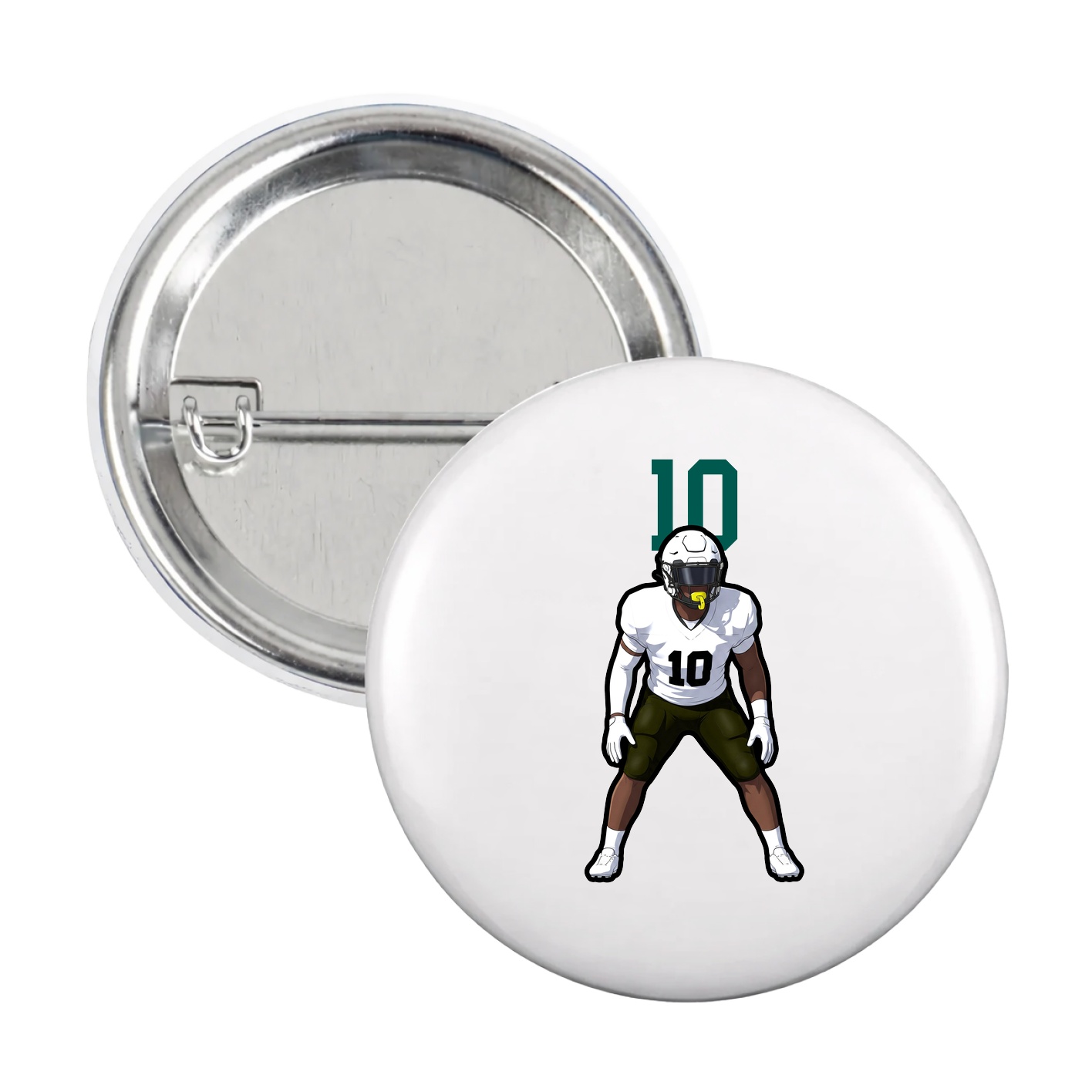 Game Day Button — Number Top in White