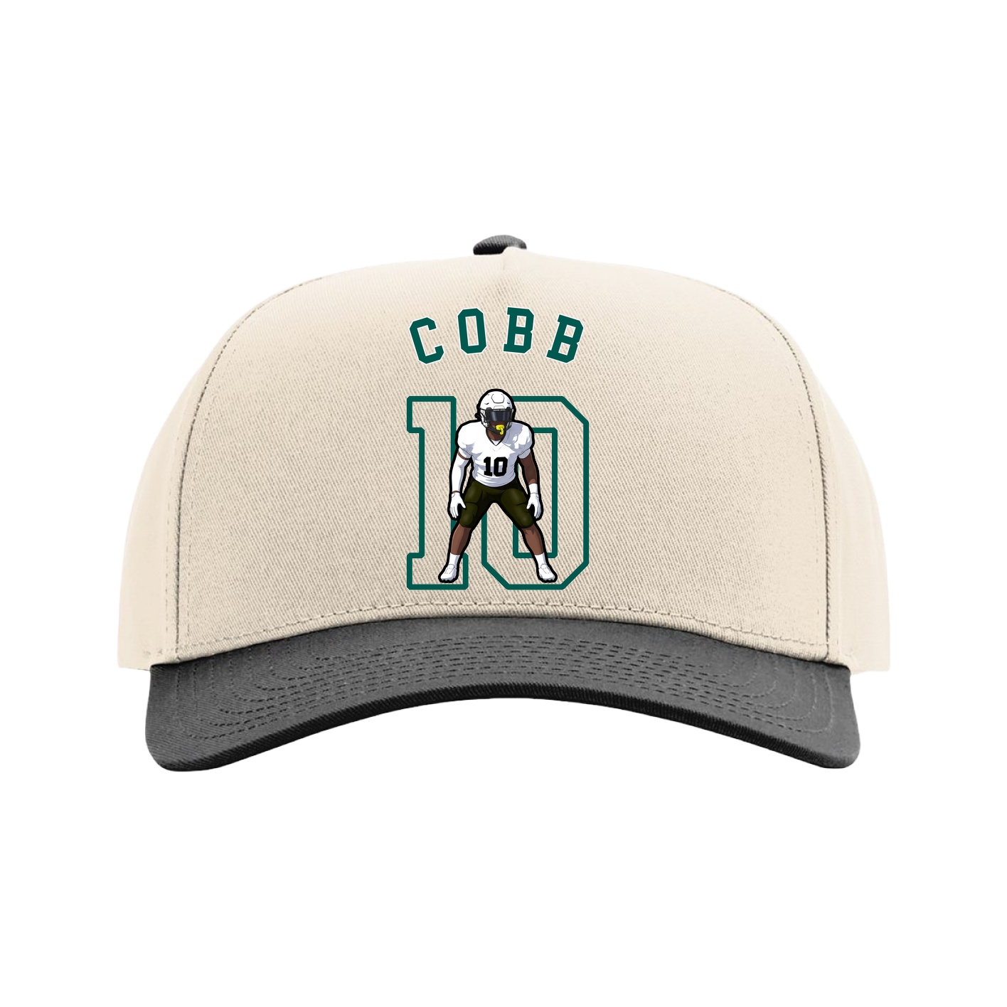 Full Fabric Five-Panel Champ Cap — Shirsey Arch in Cream/Black