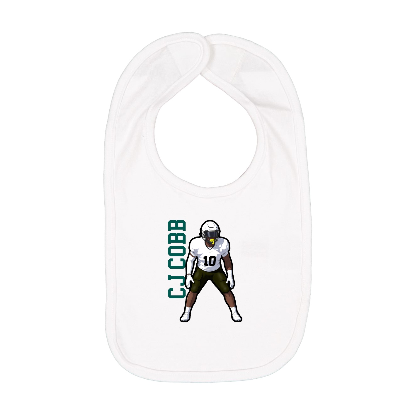 Infant Bib — Name Vertical in White