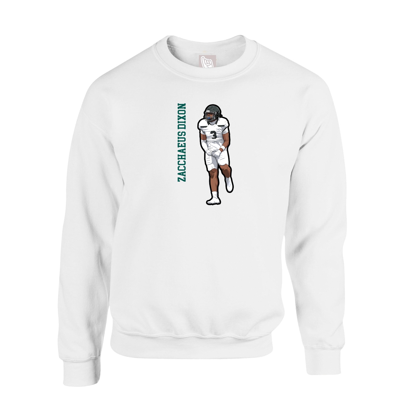 Fleece Crew — Name Vertical in White