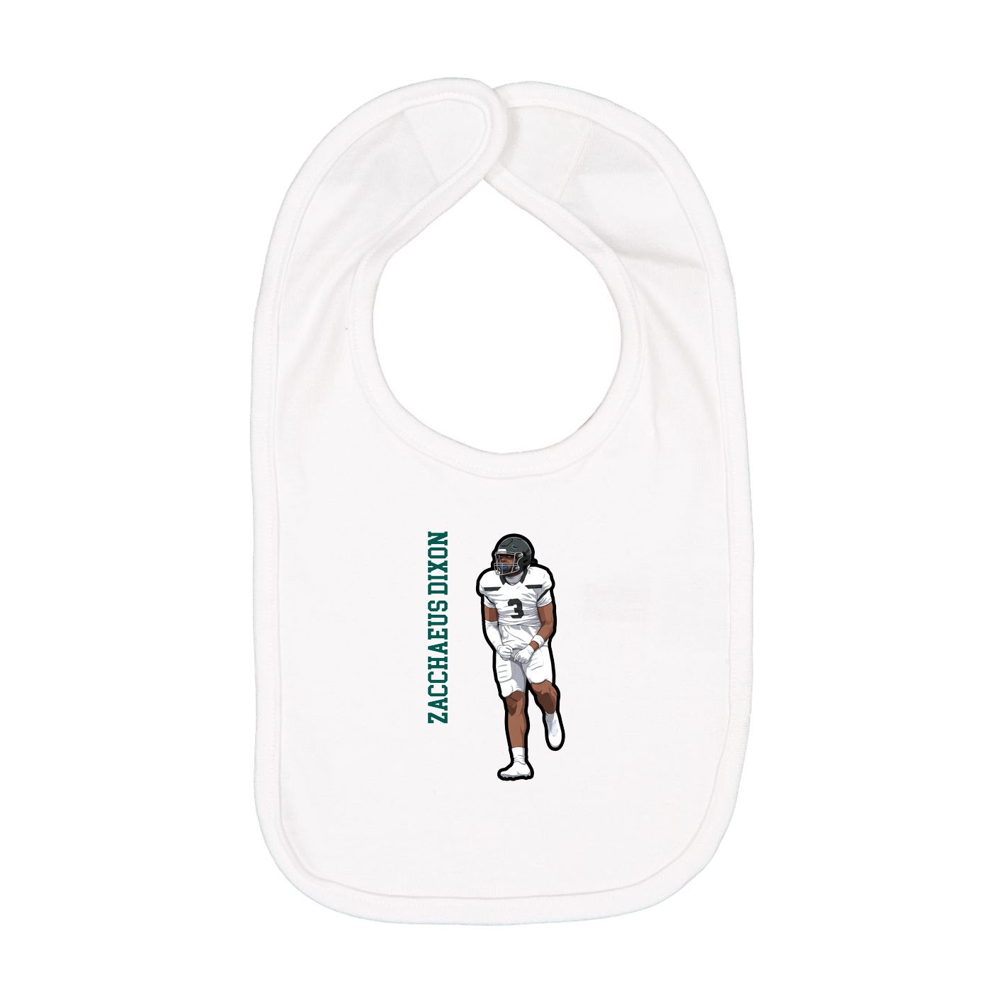 Infant Bib — Name Vertical in White