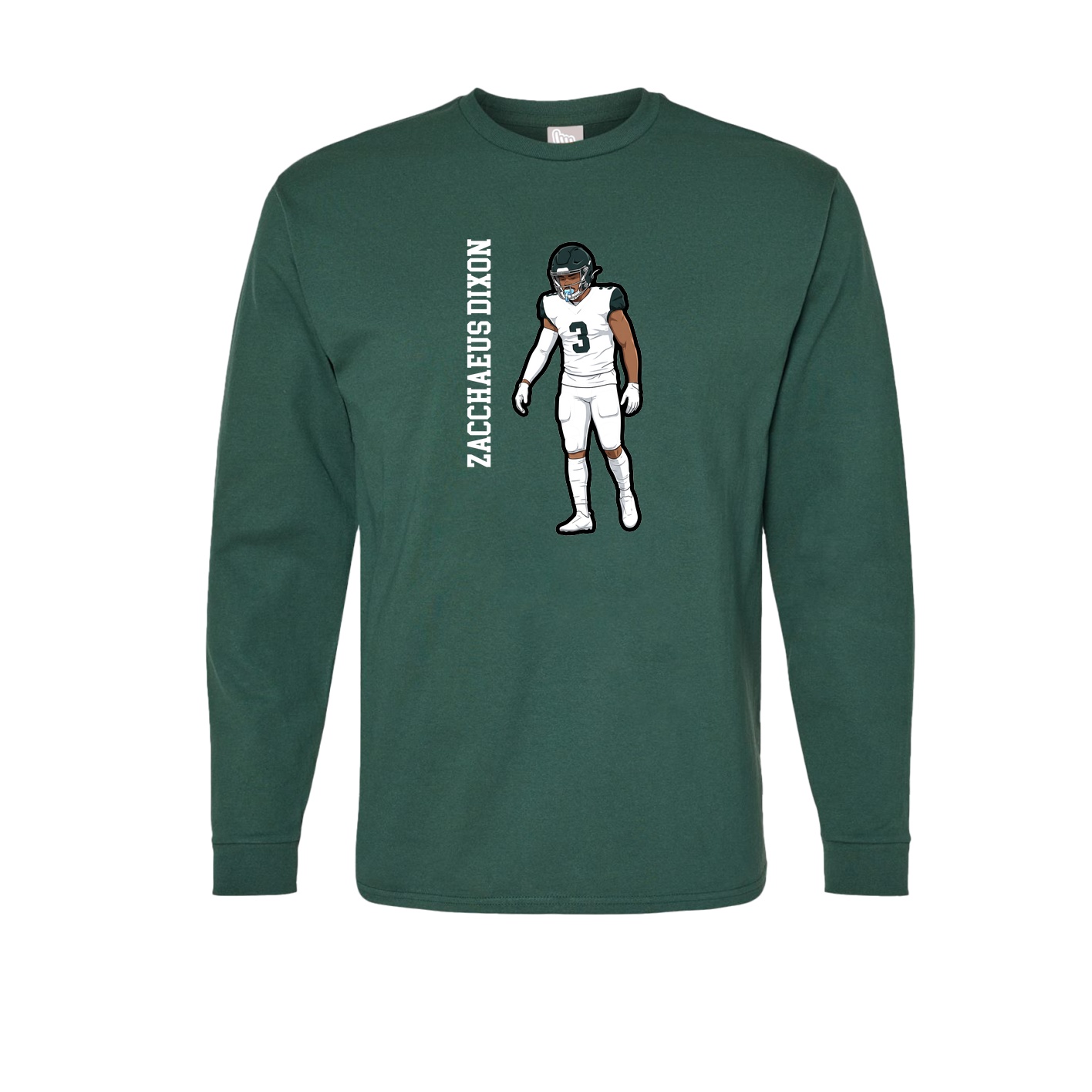 Long Sleeve Tee — Name Vertical in Green