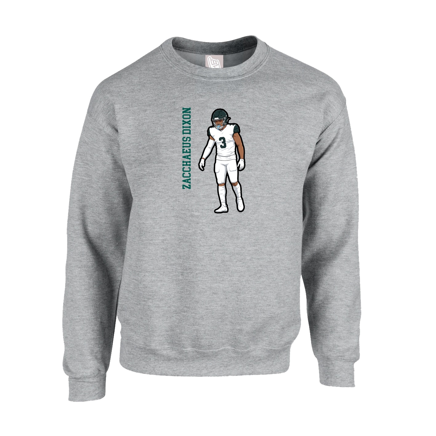 Fleece Crew — Name Vertical in Grey