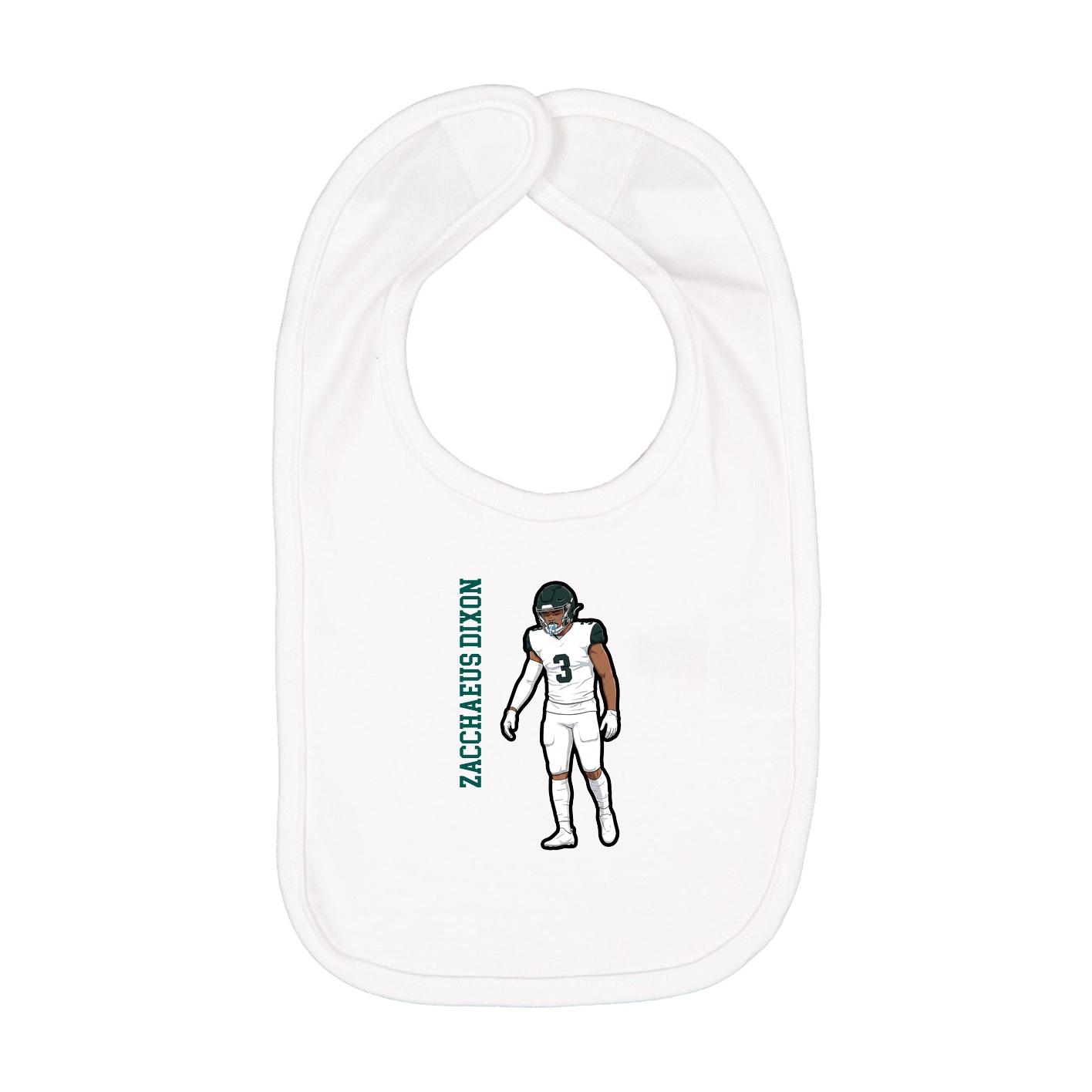 Infant Bib — Name Vertical in White