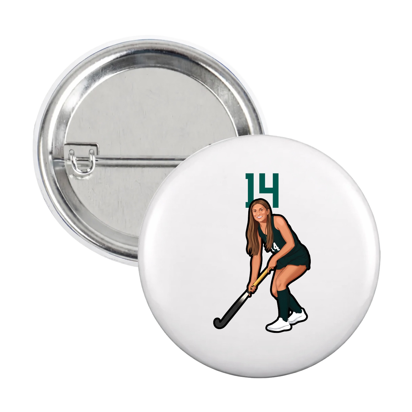 Game Day Button — Number Top in White