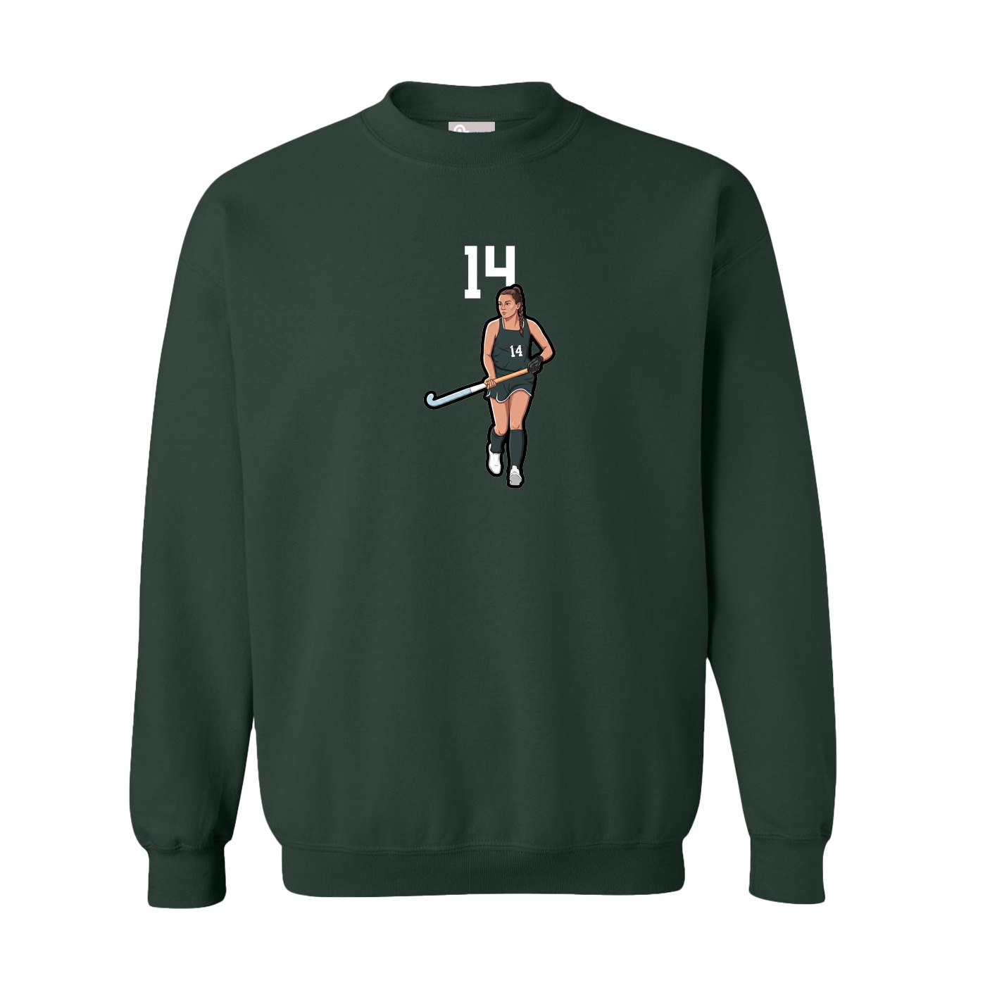 Fleece Crew — Number Top in Green