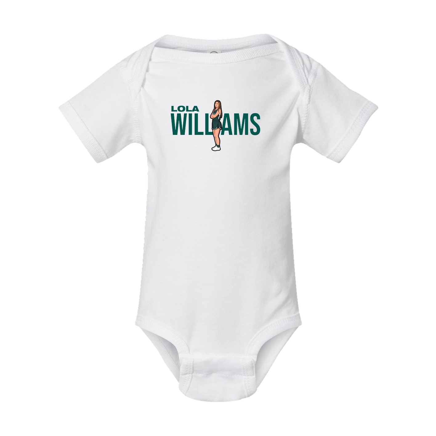 Baby Onesie — Player Name in White