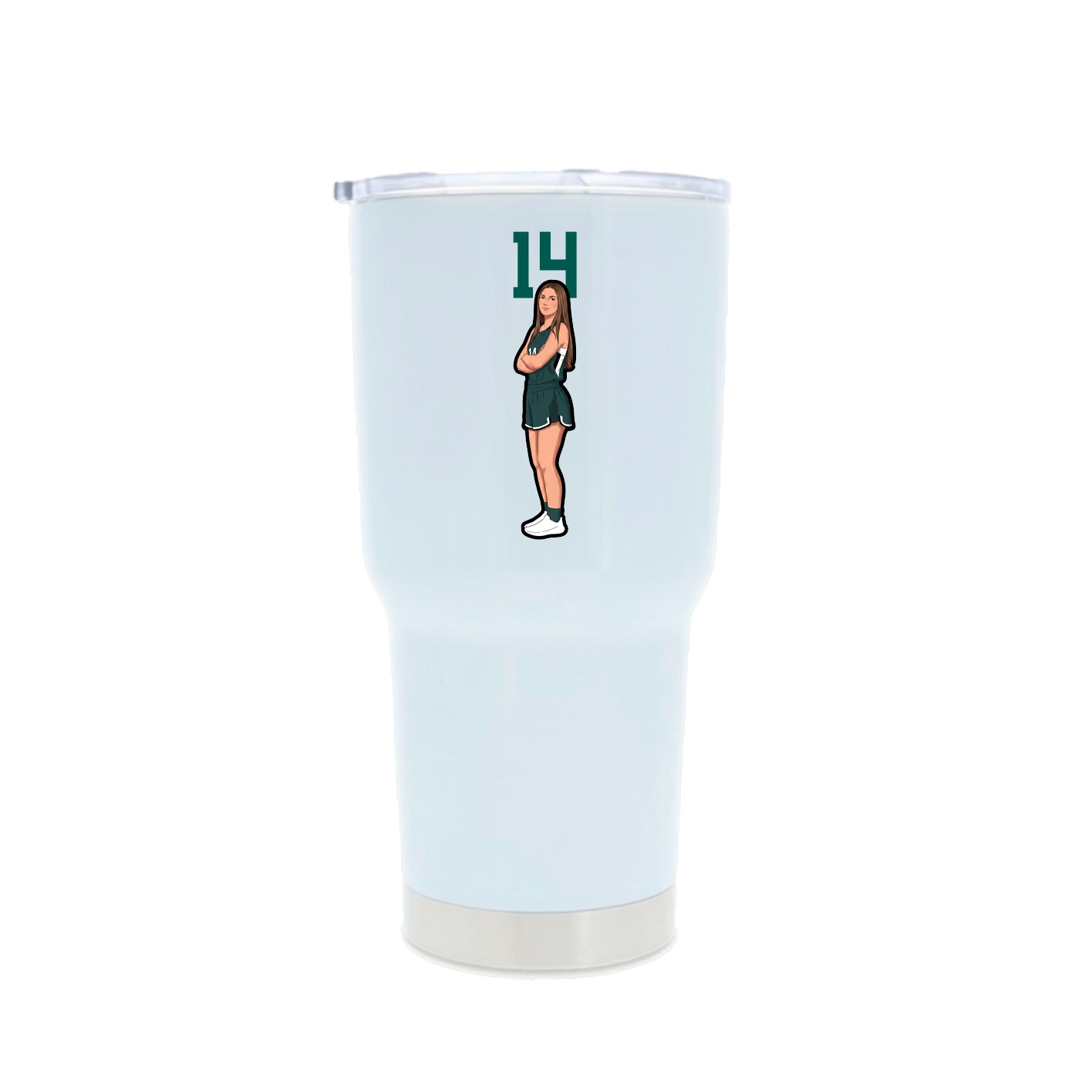 30oz Stainless Steel Tumbler — Number Top in White