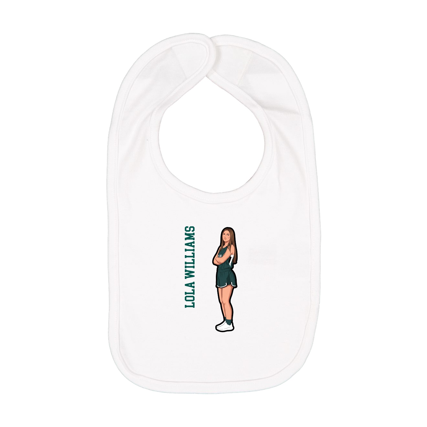 Infant Bib — Name Vertical in White