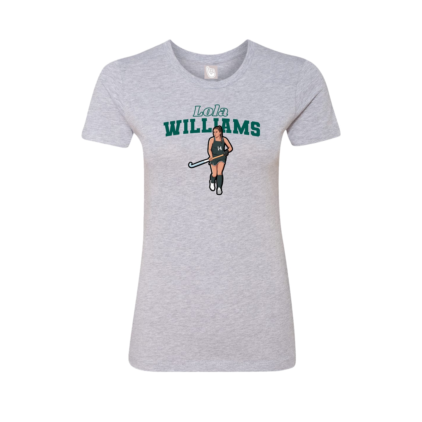 Fitted Women's Tee — Name Arch in Grey
