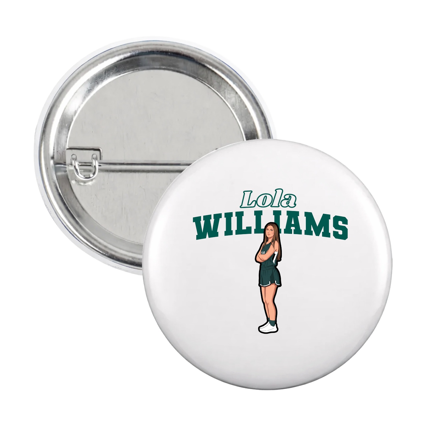 Game Day Button — Name Arch in White