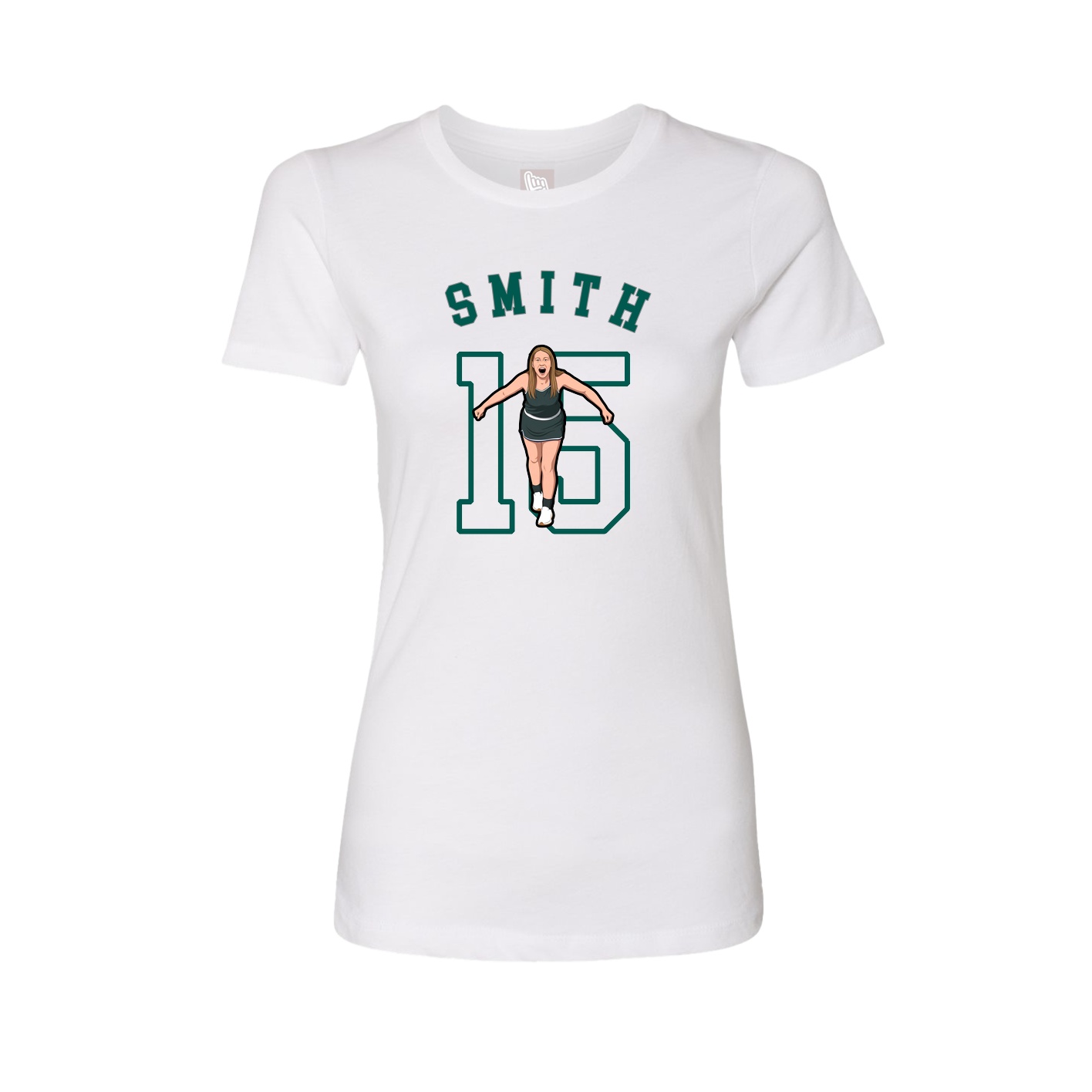 Fitted Women's Tee — Shirsey Arch in White