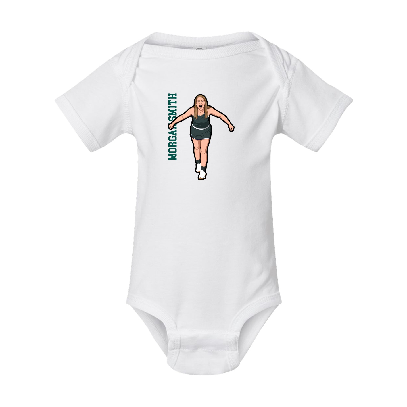 Baby Onesie — Name Vertical in White