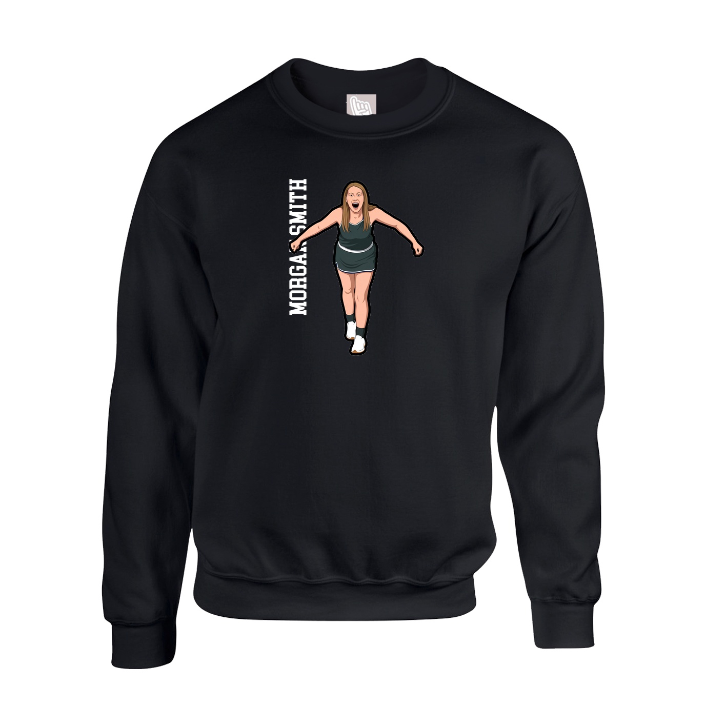 Fleece Crew — Name Vertical in Black