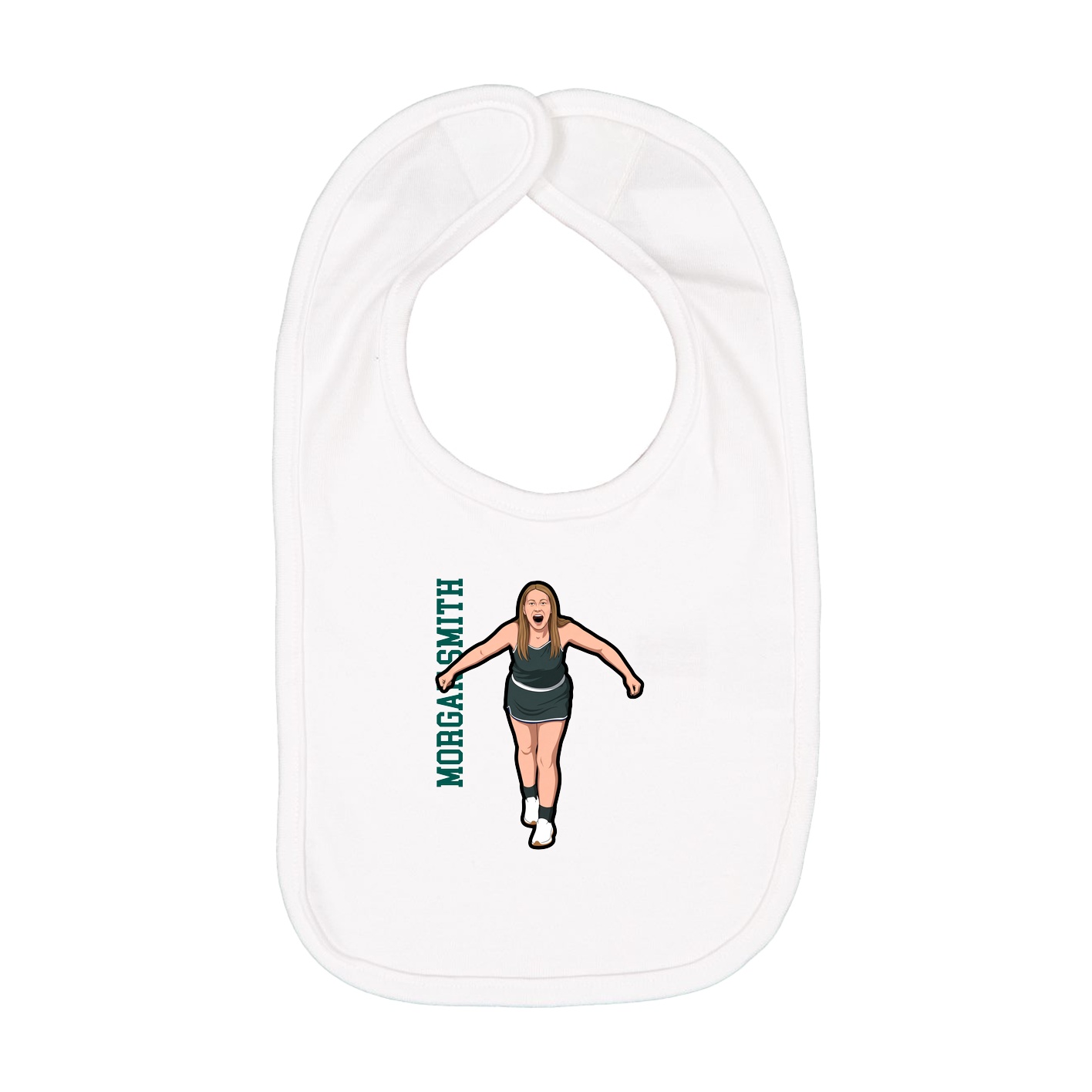 Infant Bib — Name Vertical in White