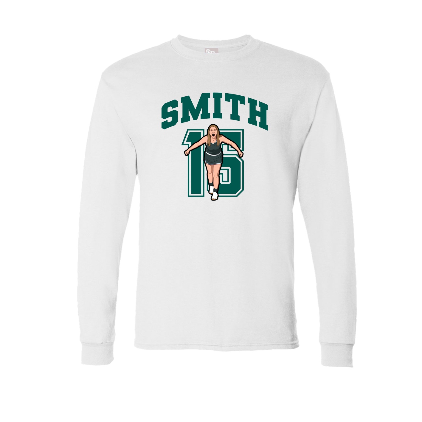 Long Sleeve Tee — Number in White