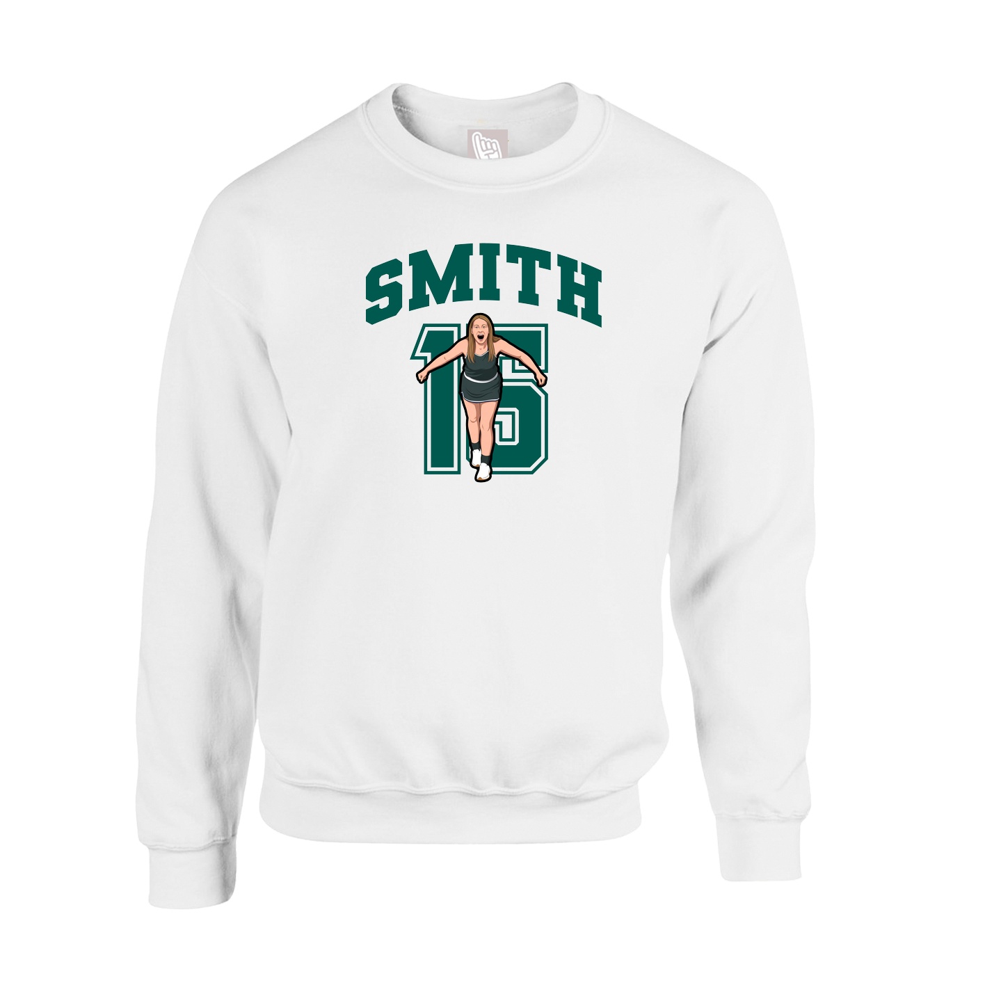 Fleece Crew — Number in White