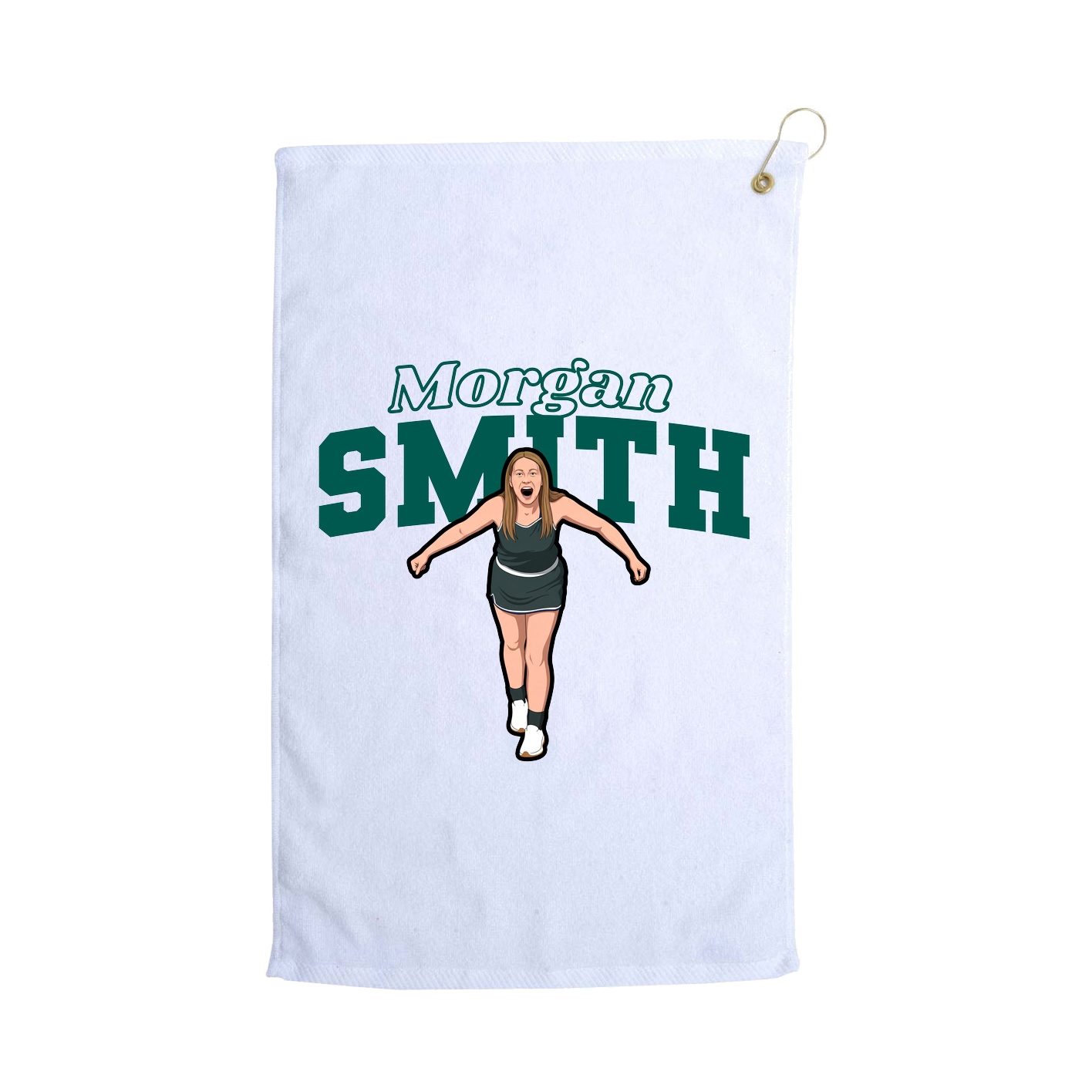 Golf Towel — Name Arch in White