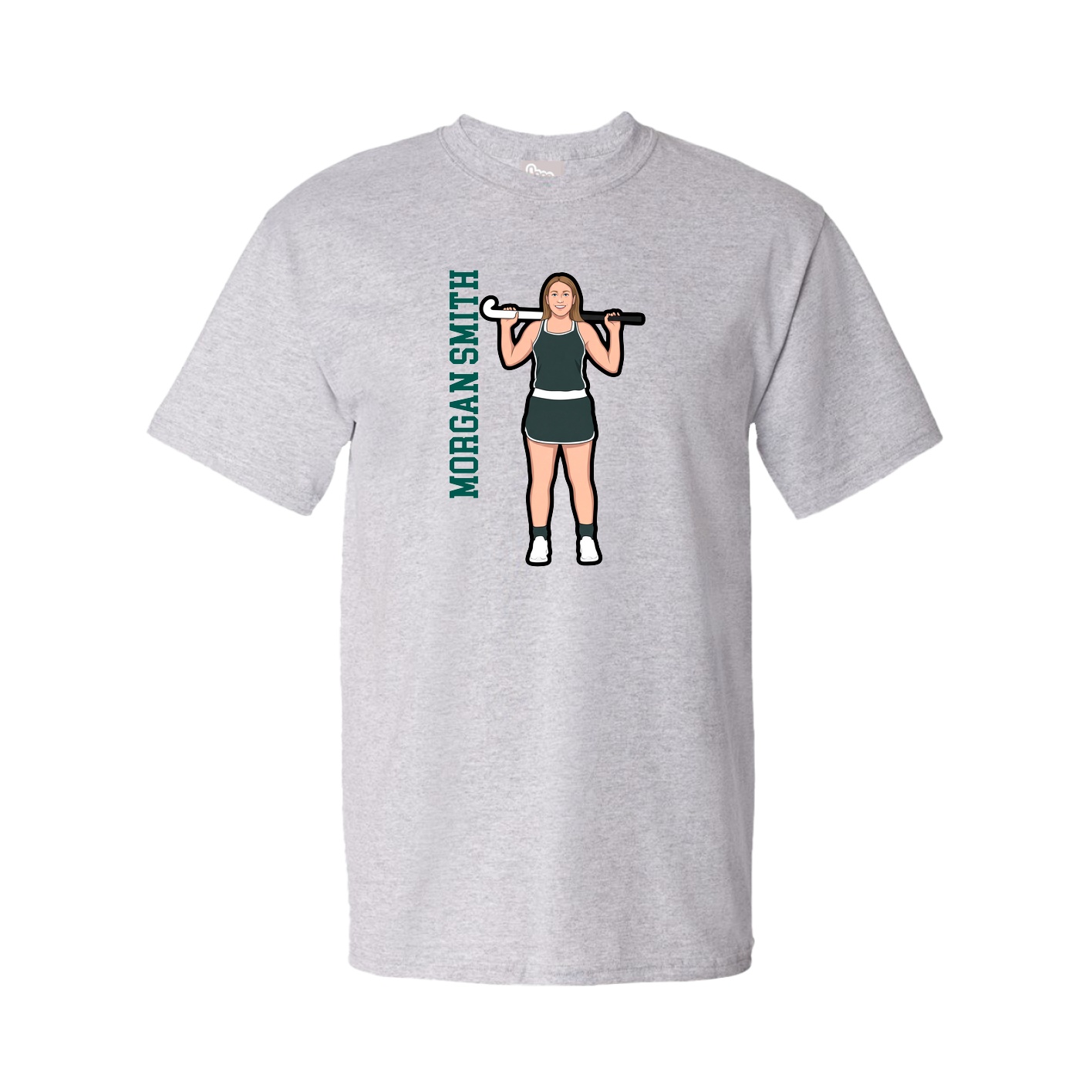 Tee — Name Vertical in Grey