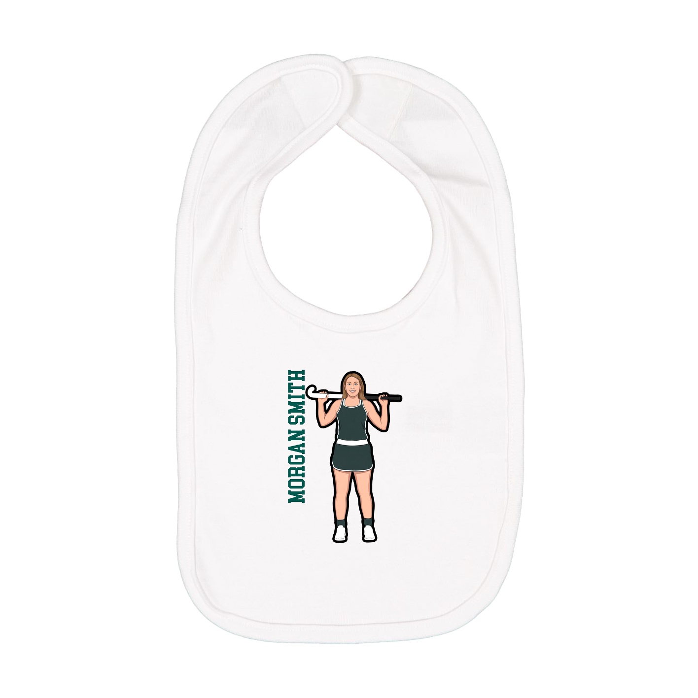 Infant Bib — Name Vertical in White