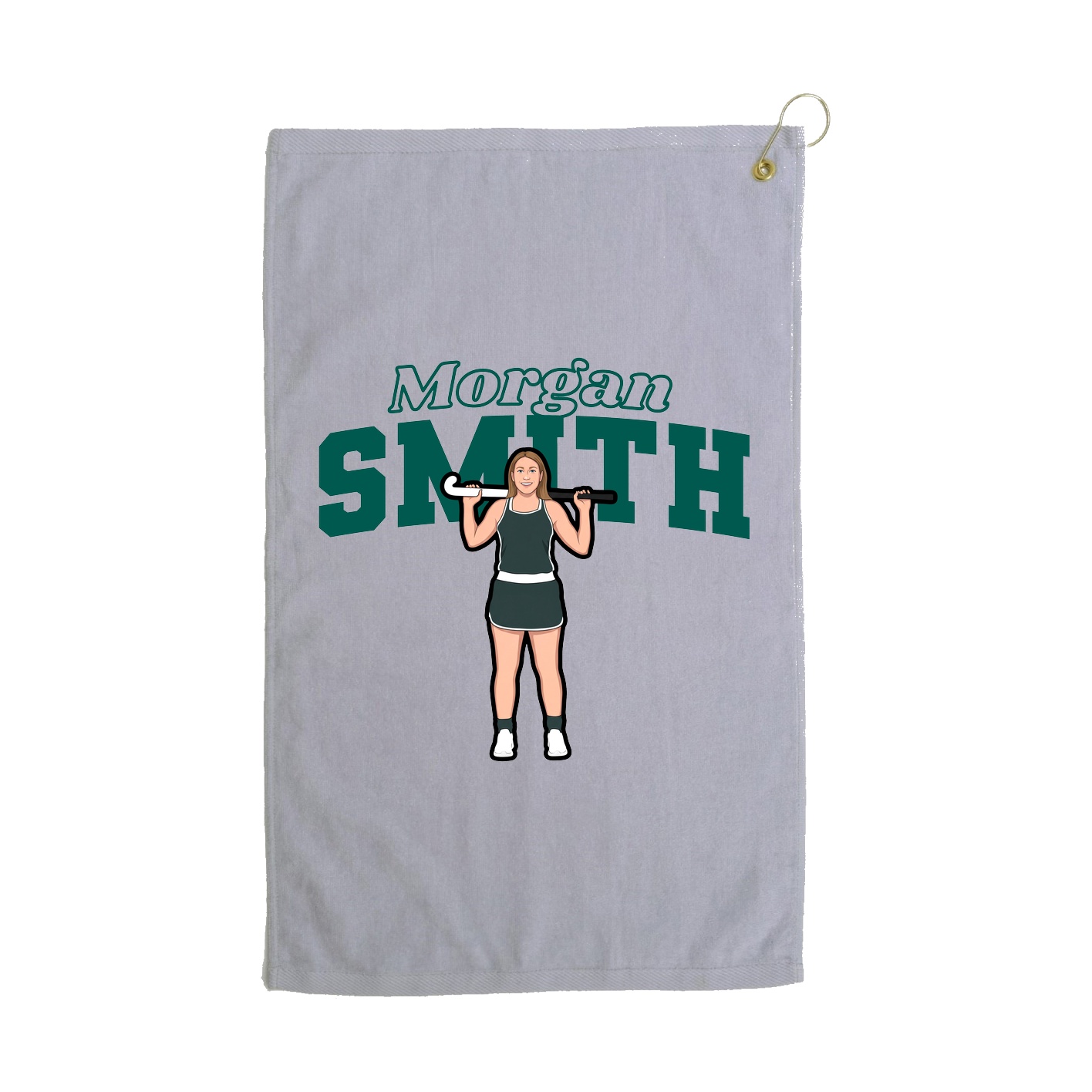 Golf Towel — Name Arch in Grey