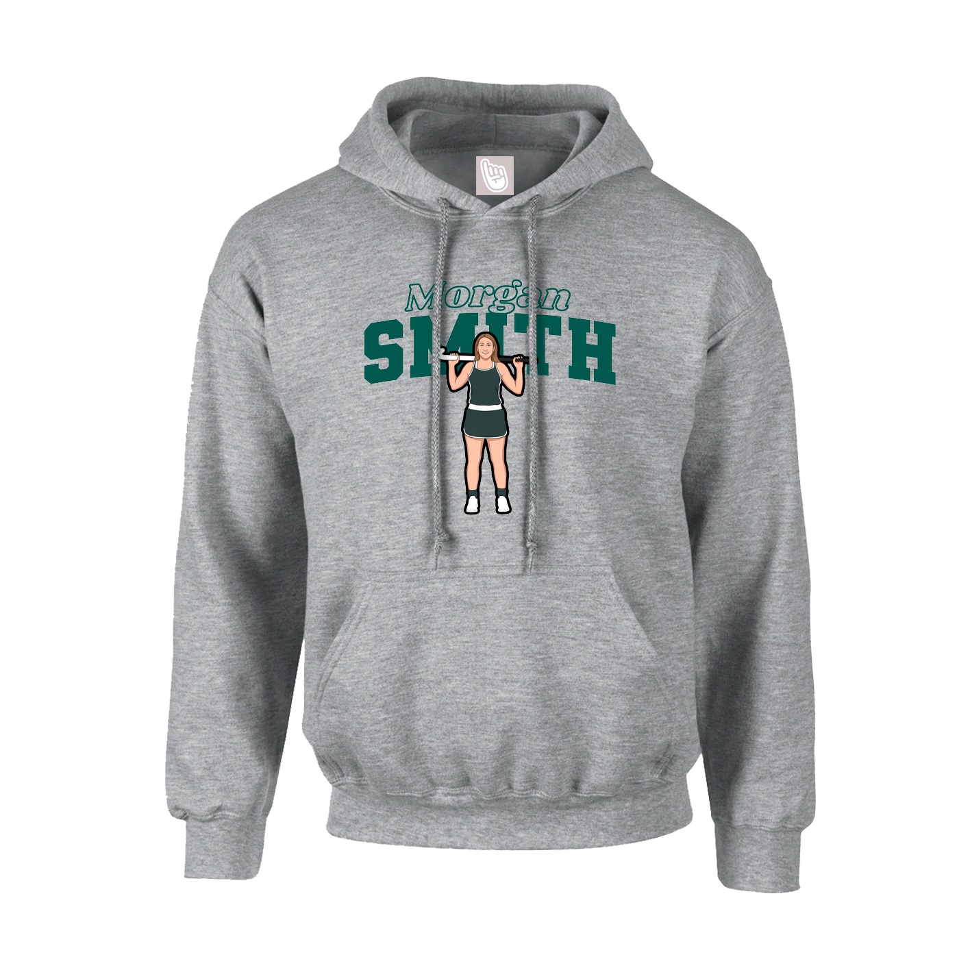 Youth Hoodie — Name Arch in Grey