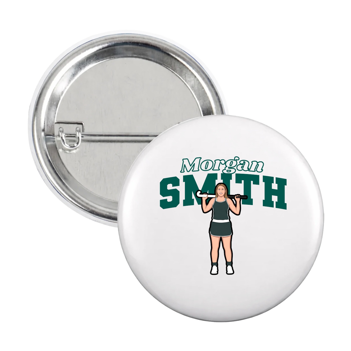 Game Day Button — Name Arch in White