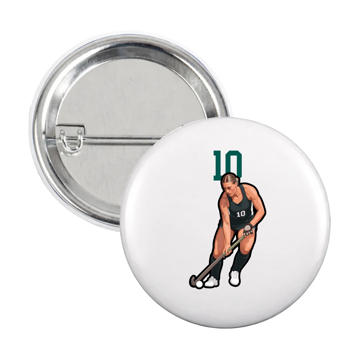 Game Day Button — Number Top in White