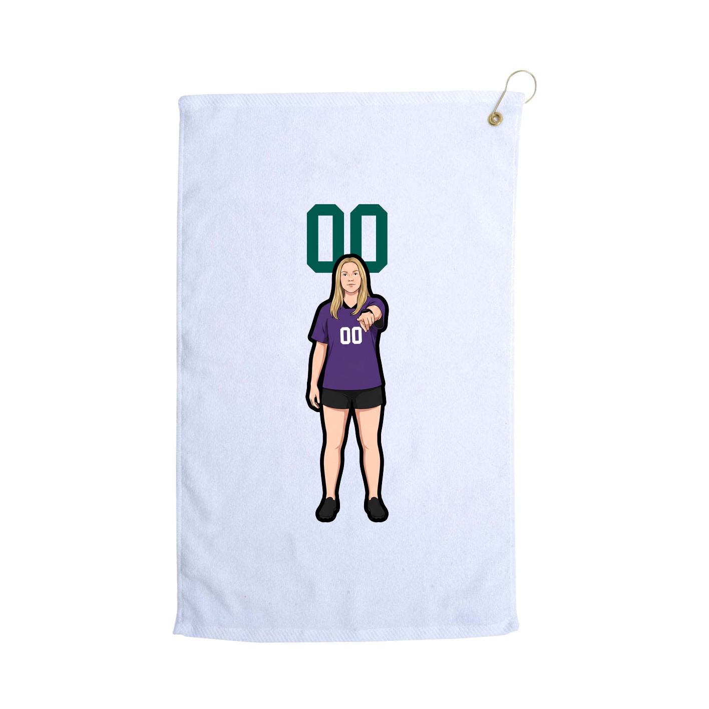 Golf Towel — Number Top in White