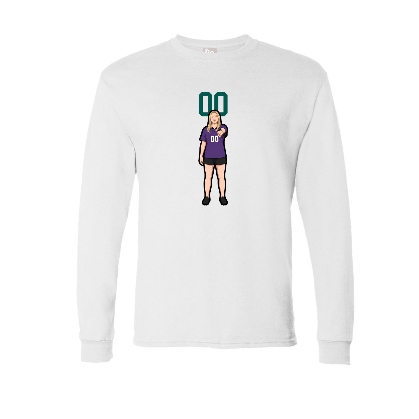 Long Sleeve Tee — Number Top in White