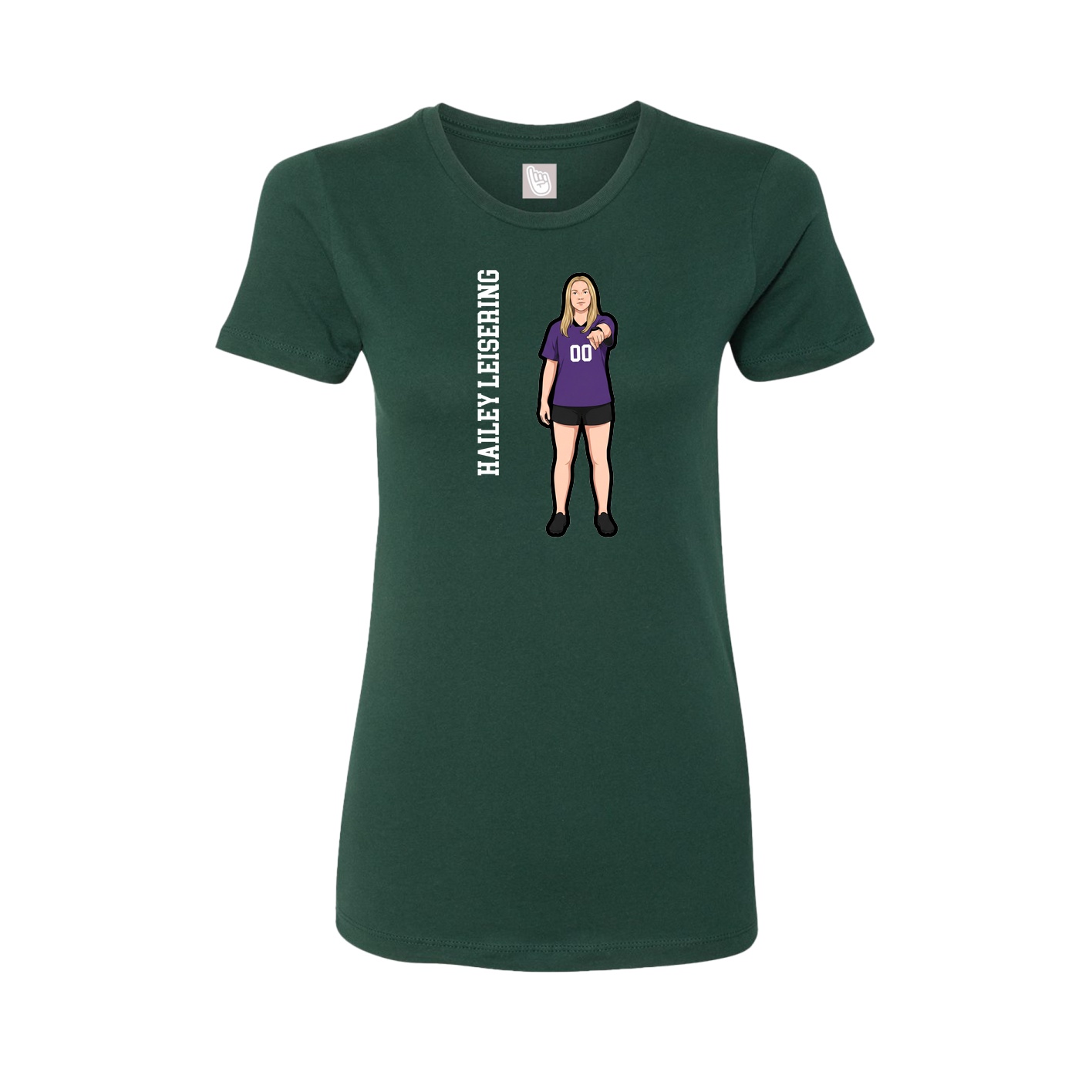 Fitted Women's Tee — Name Vertical in Green