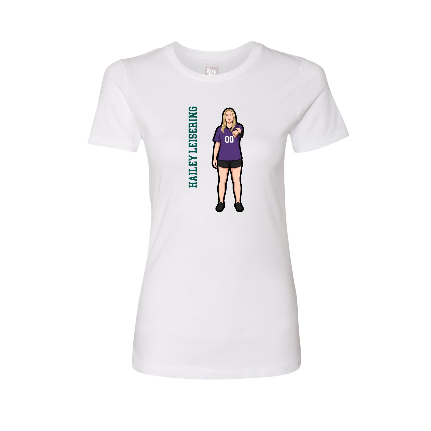 Womens Tee — Name Vertical in White