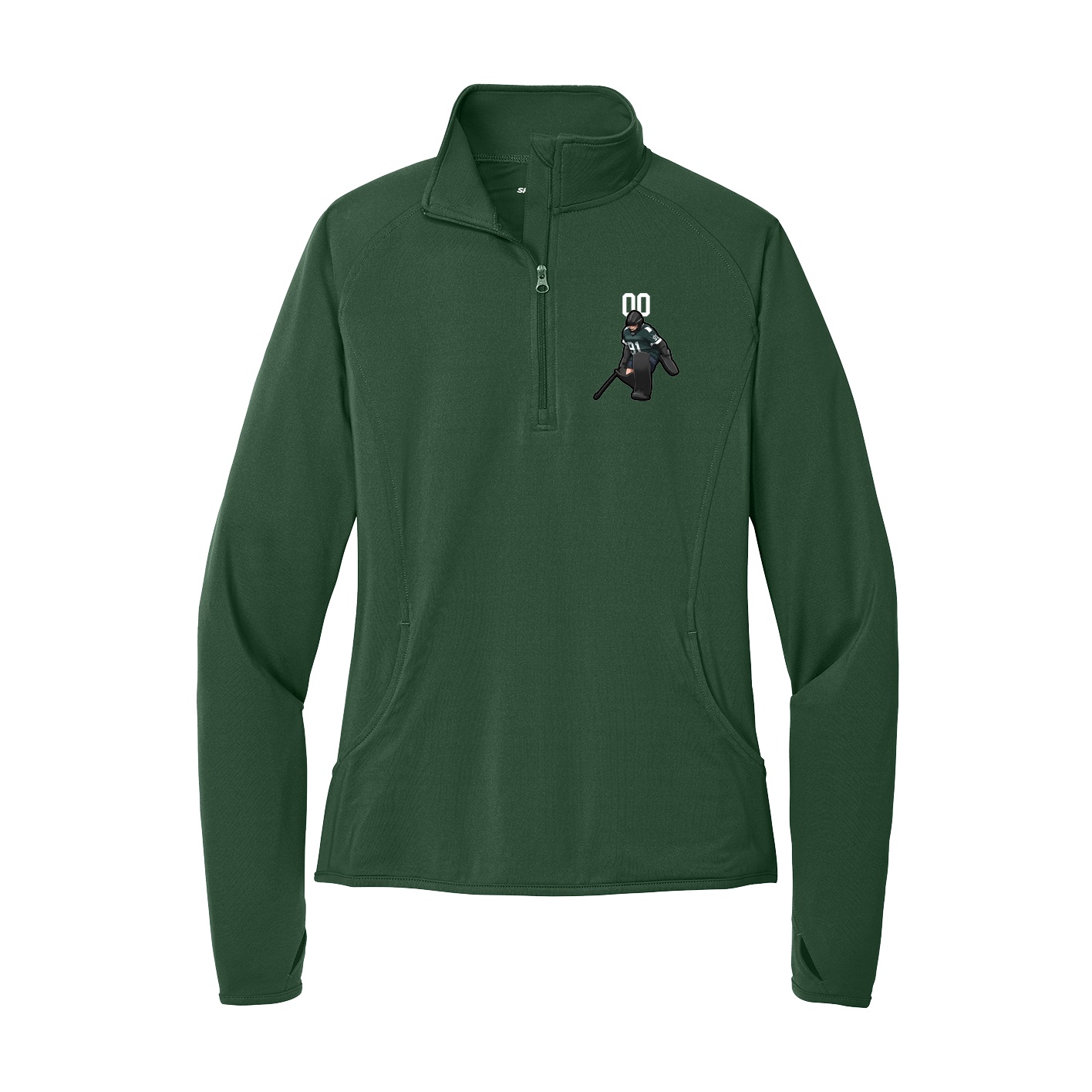 Women's Q-Zip Pullover — Number Top in Green
