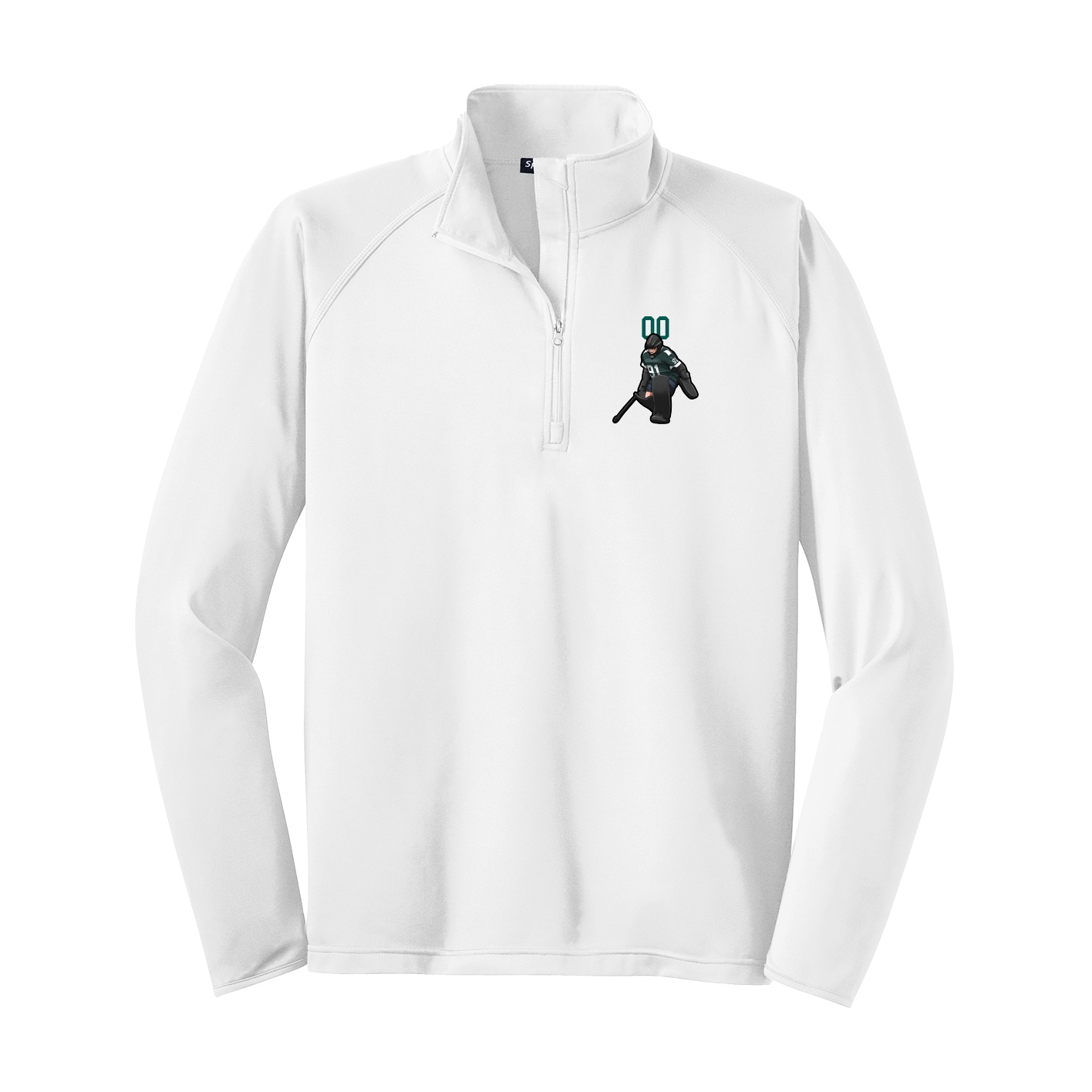 Q-Zip Pullover — Number Top in White
