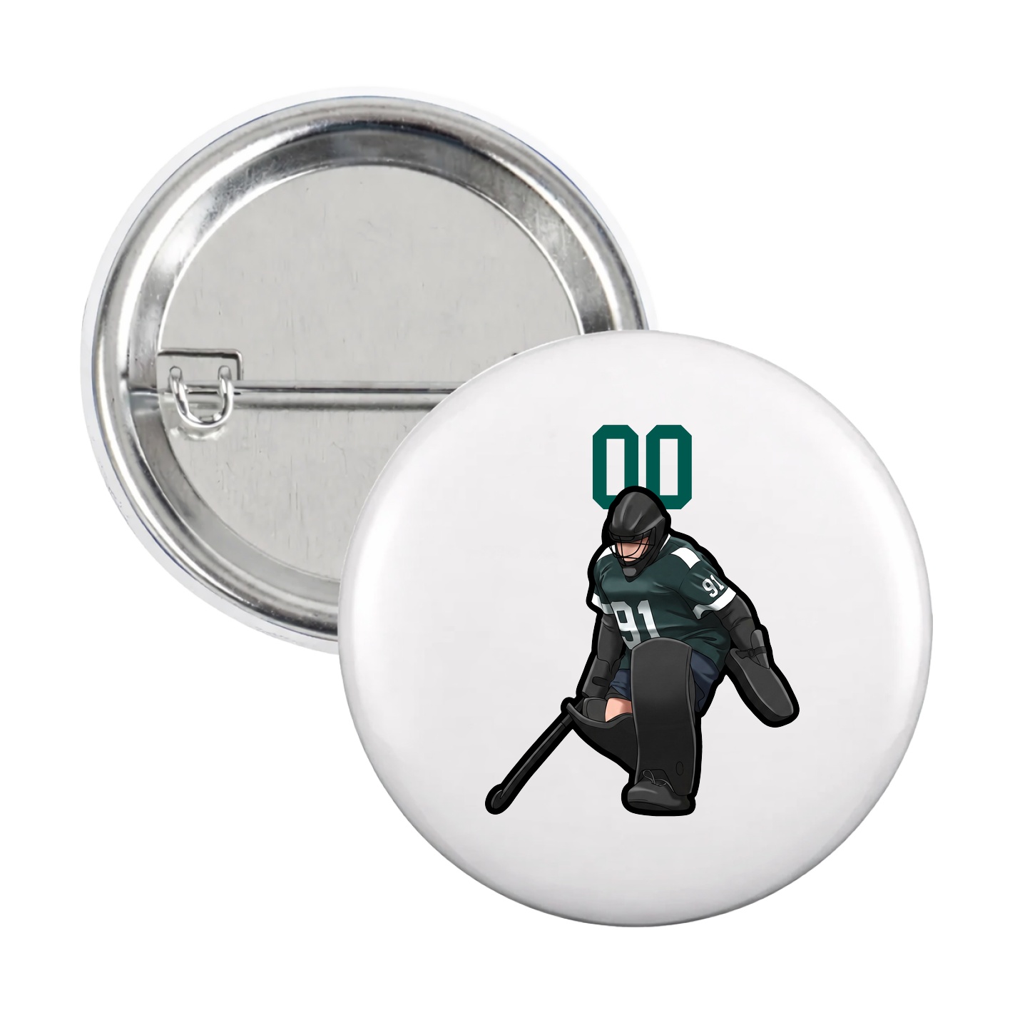 Game Day Button — Number Top in White