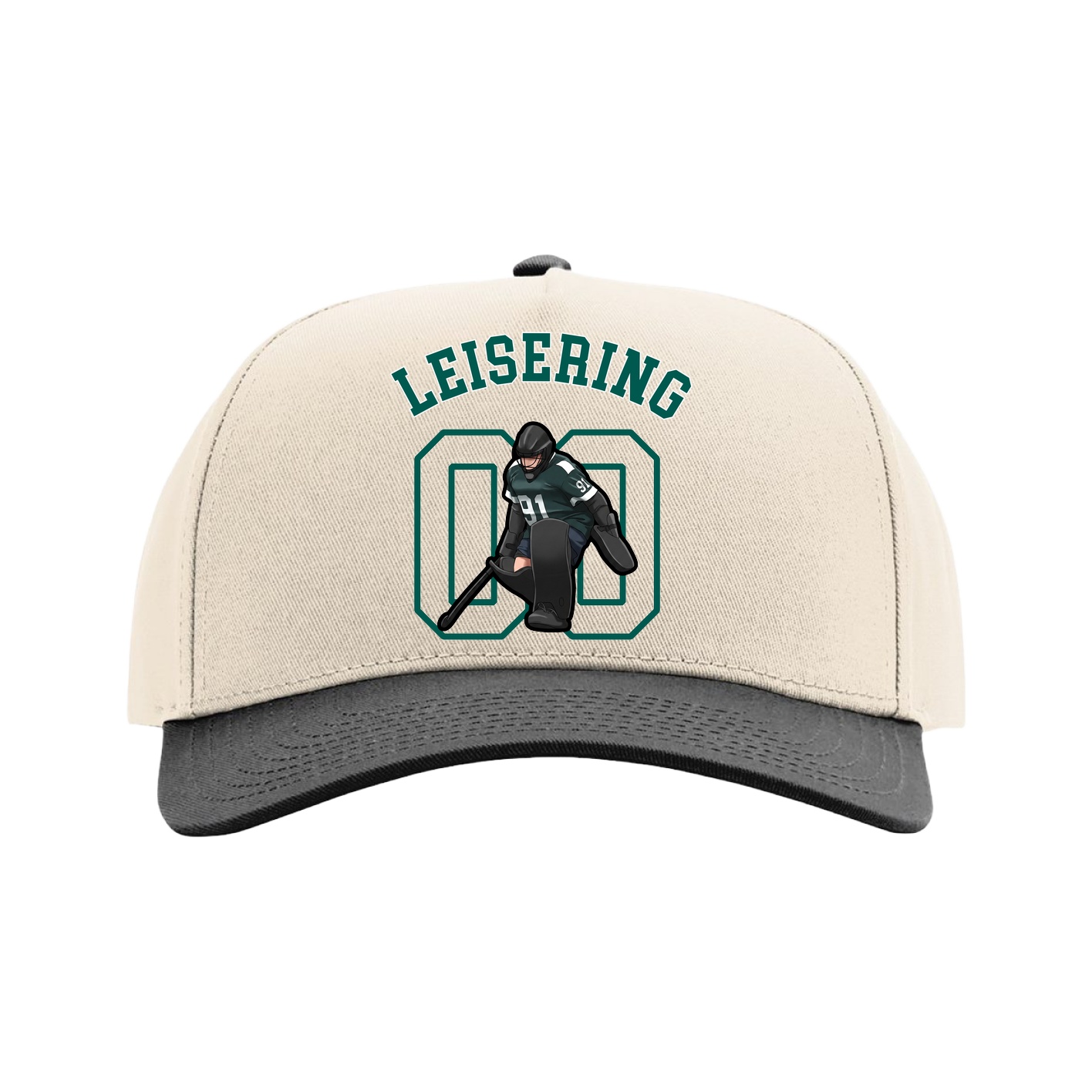 Full Fabric Five-Panel Champ Cap — Shirsey Arch in Cream/Black