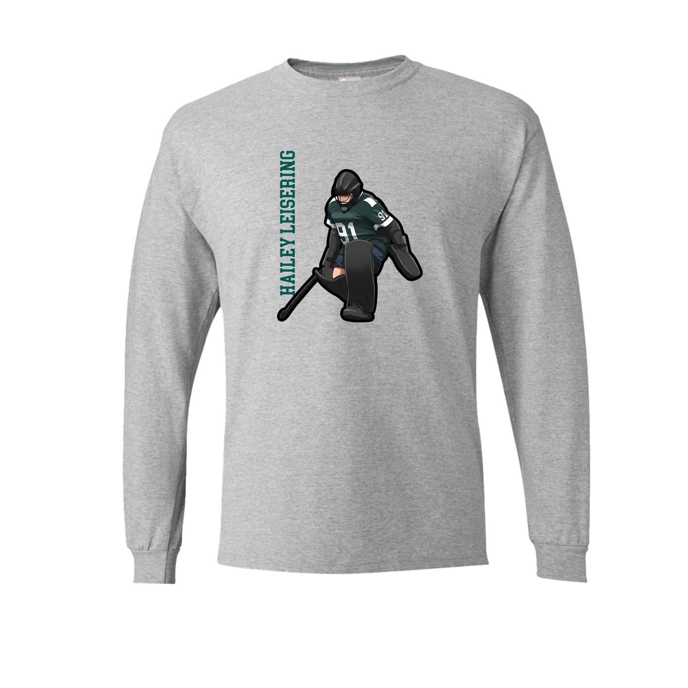 Long Sleeve Tee — Name Vertical in Grey
