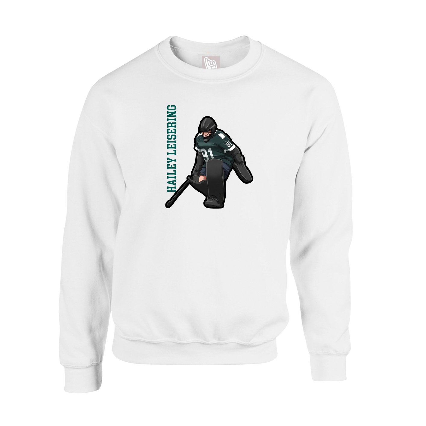 Fleece Crew — Name Vertical in White