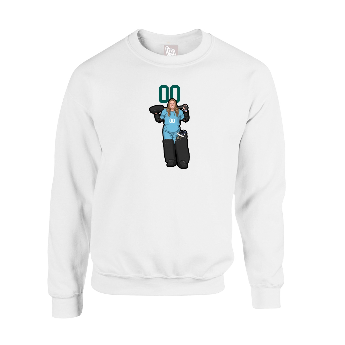 Fleece Crew — Number Top in White