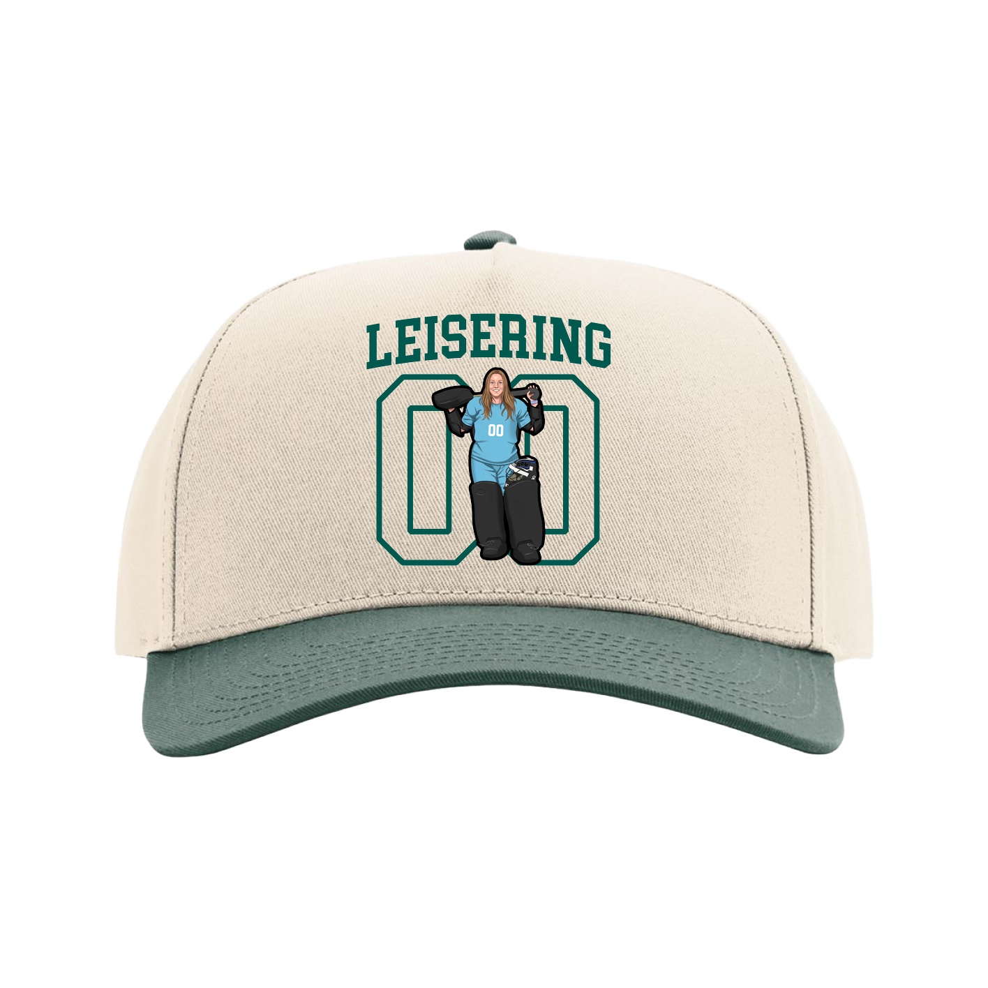 Full Fabric Five-Panel Champ Cap — Shirsey in Cream/Green
