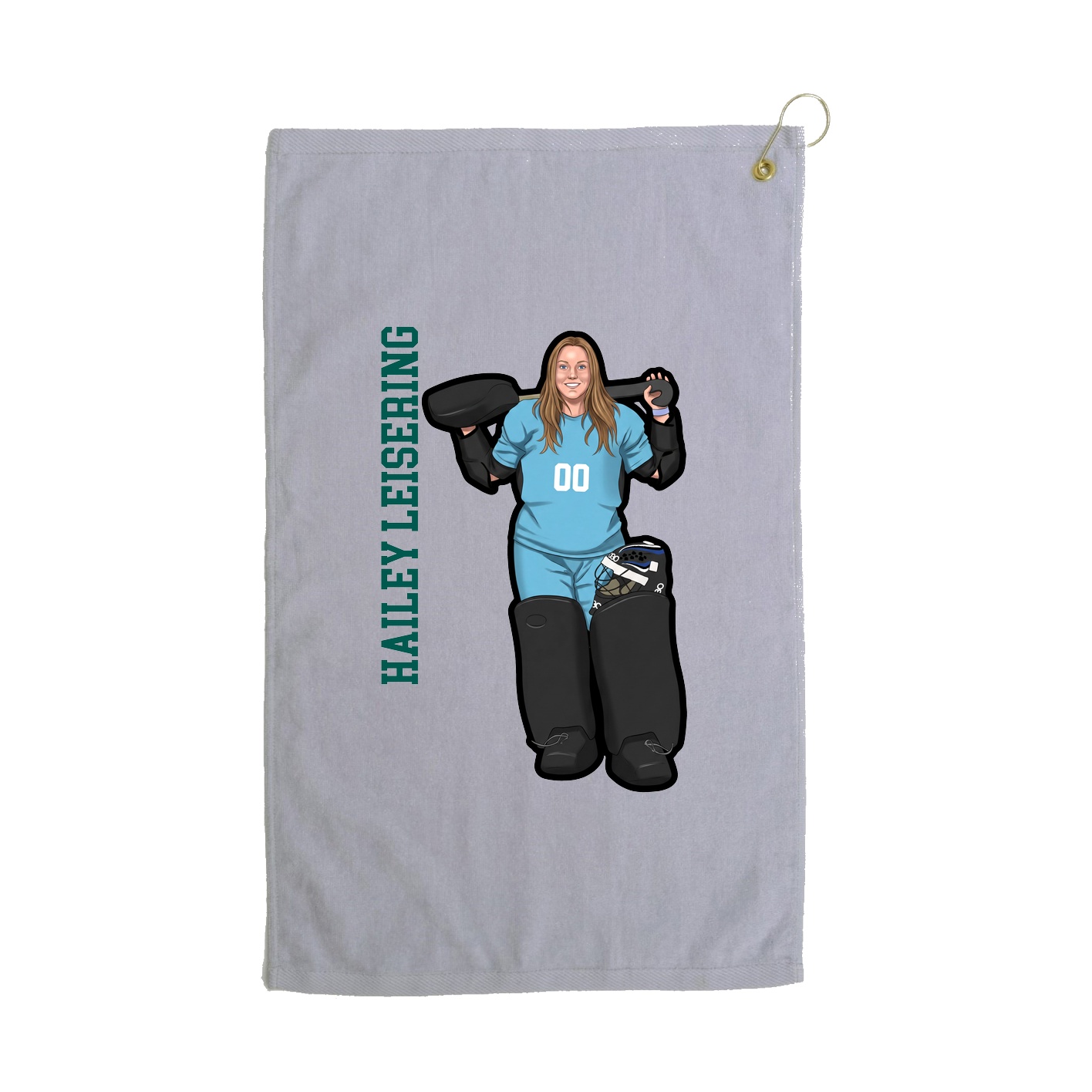 Golf Towel — Name Vertical in Grey